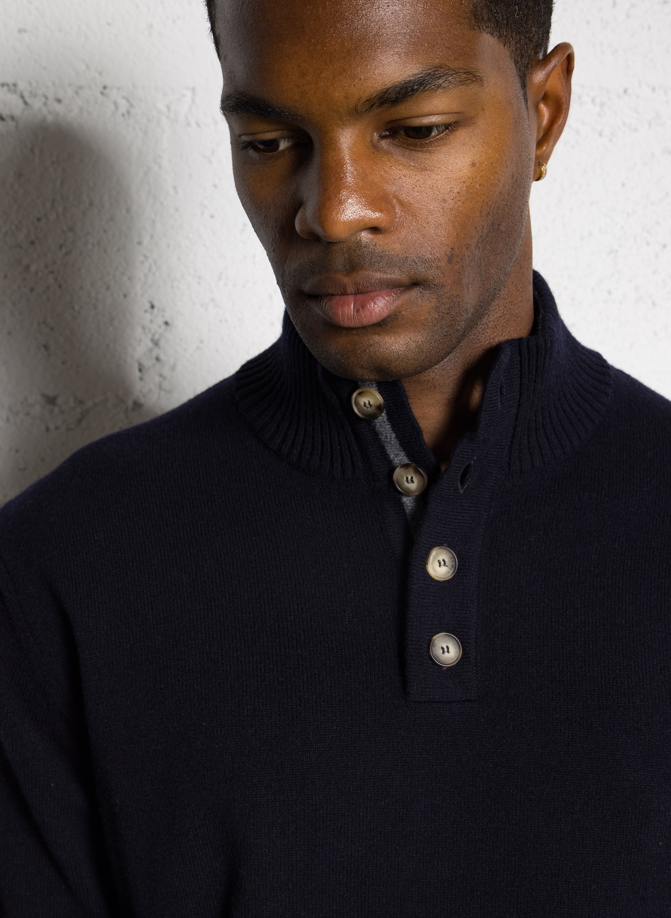 Pull droit col montant en laine ARMOR LUX Bleu