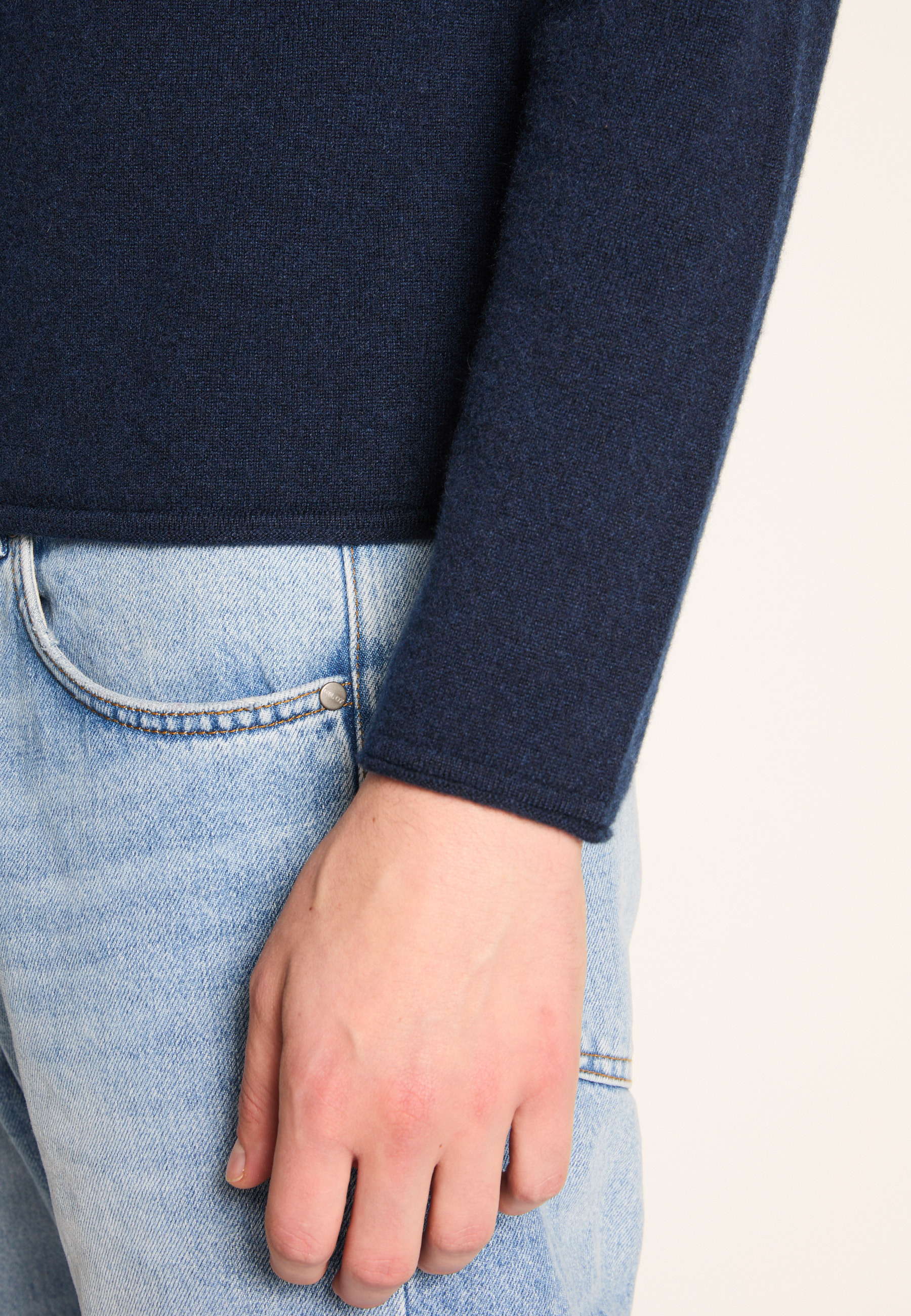 Cashmere sweater with rolled turtleneck MAISON MONTAGUT Blue