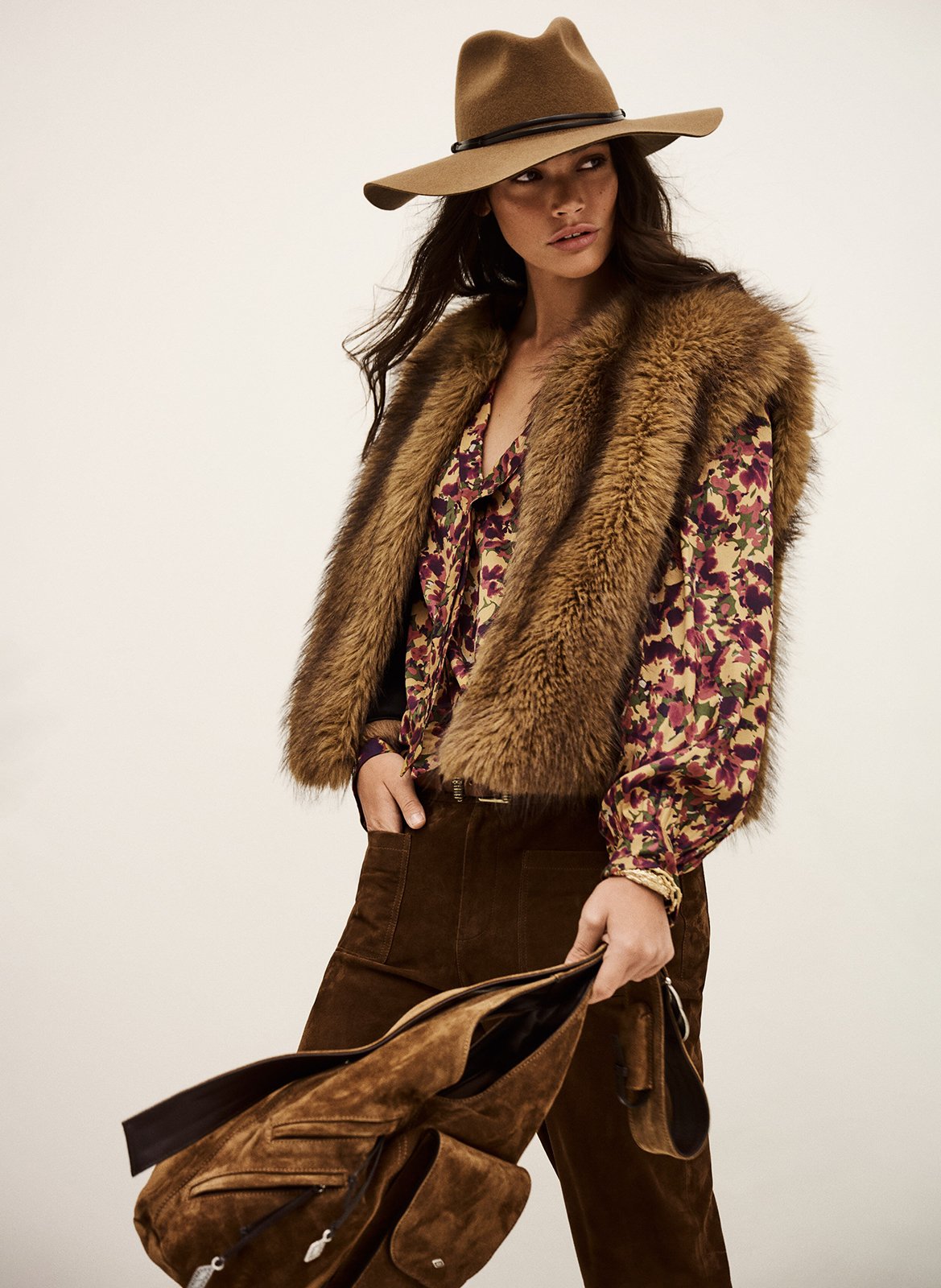 Rechte blouse met henleykraag en print BA&SH Oranje