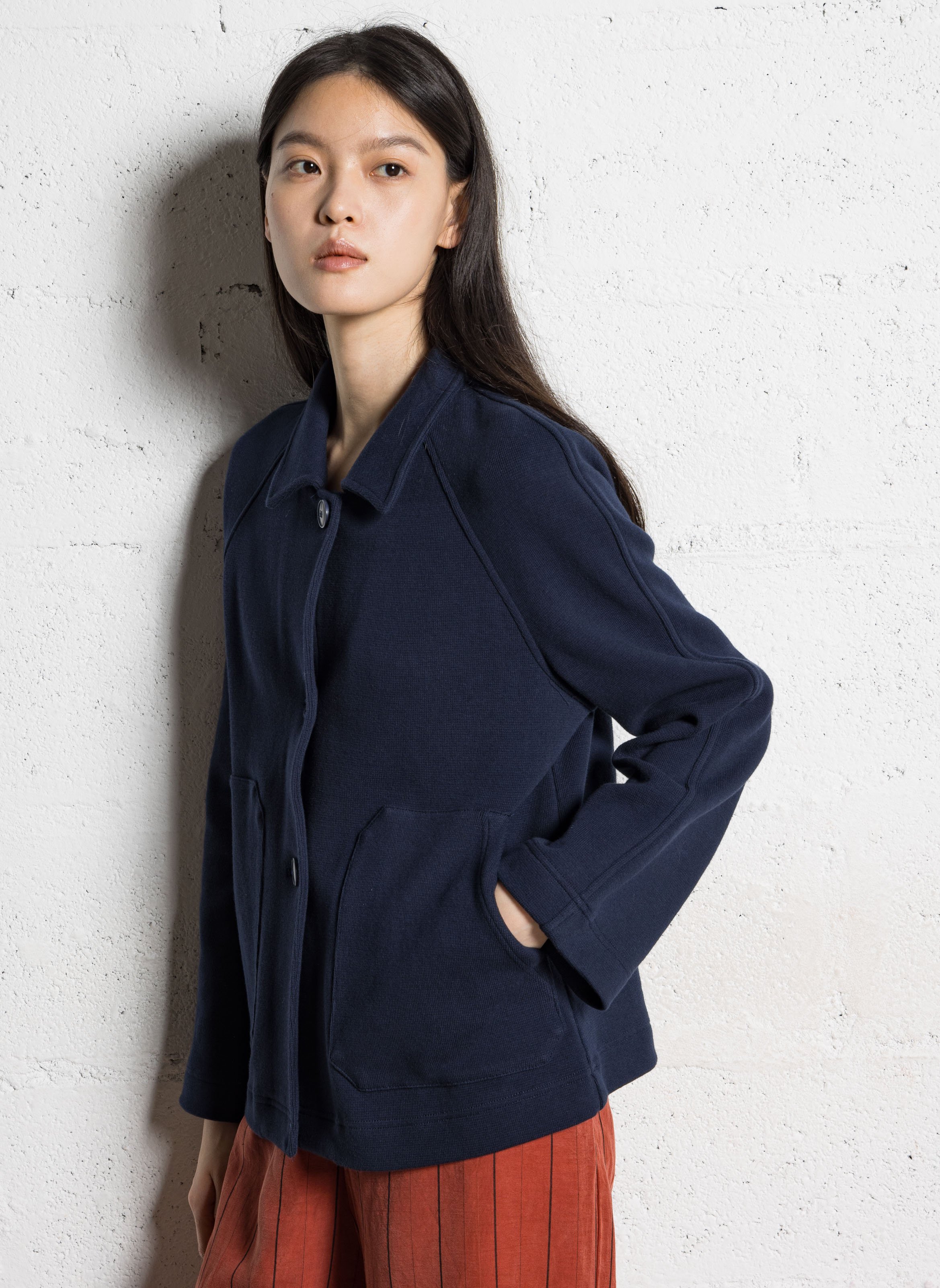 Straight classic collar cotton vest NICE THINGS Blue