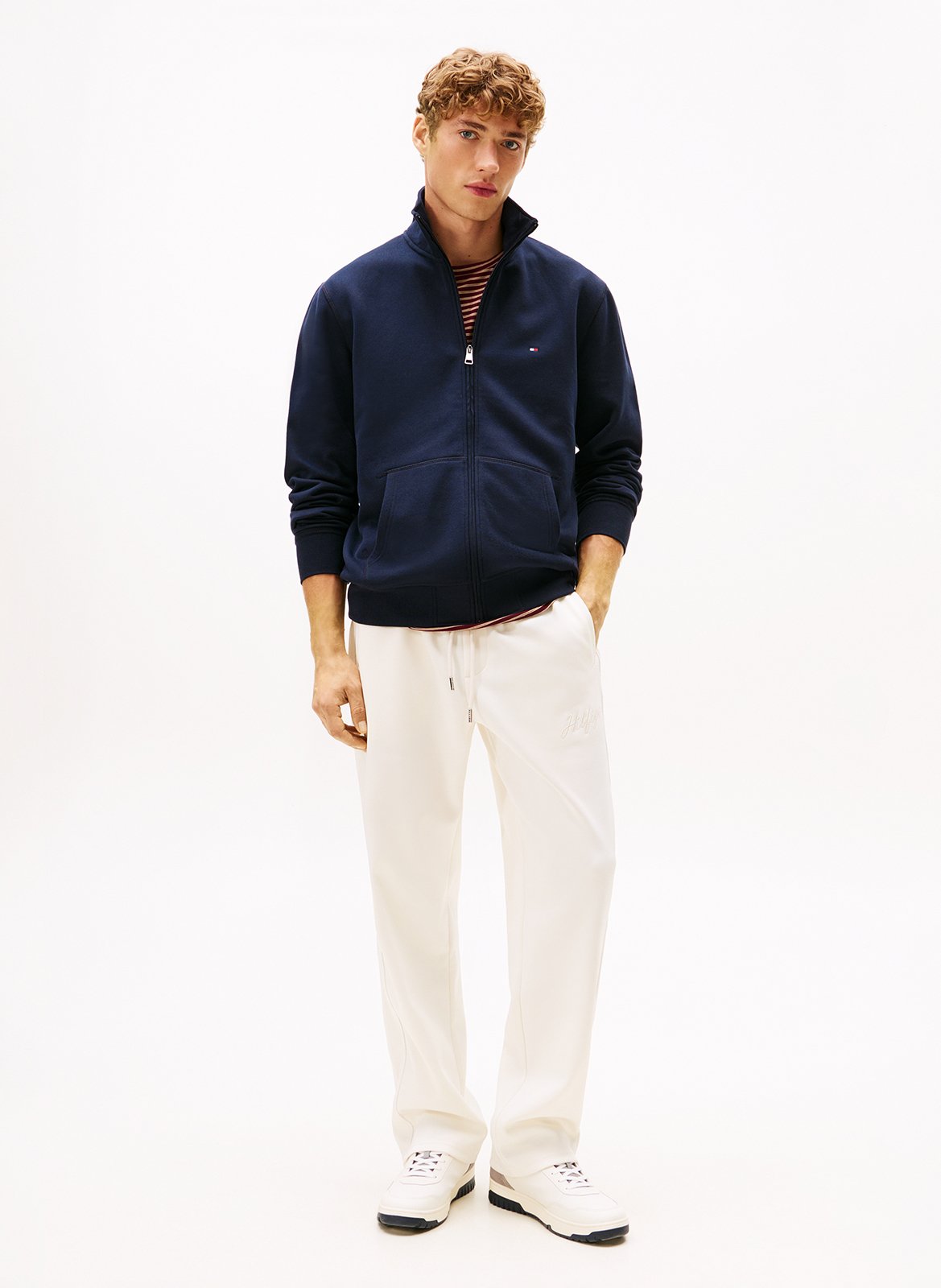 Sweat droit col montant en coton mélangé TOMMY HILFIGER Bleu