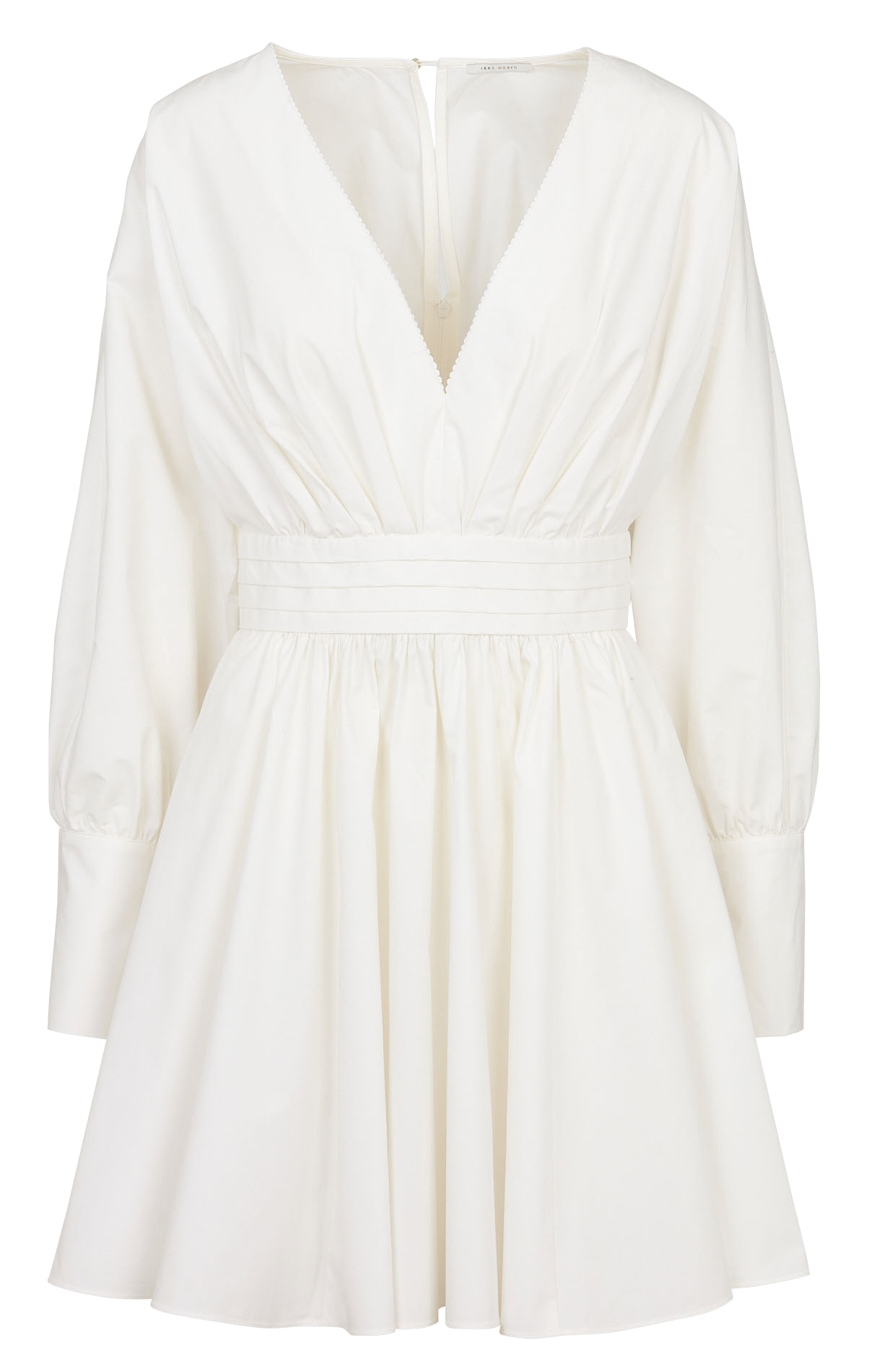 Kurzes Kleid mit V-Ausschnitt und Falten aus Baumwolle IKKS Weiss