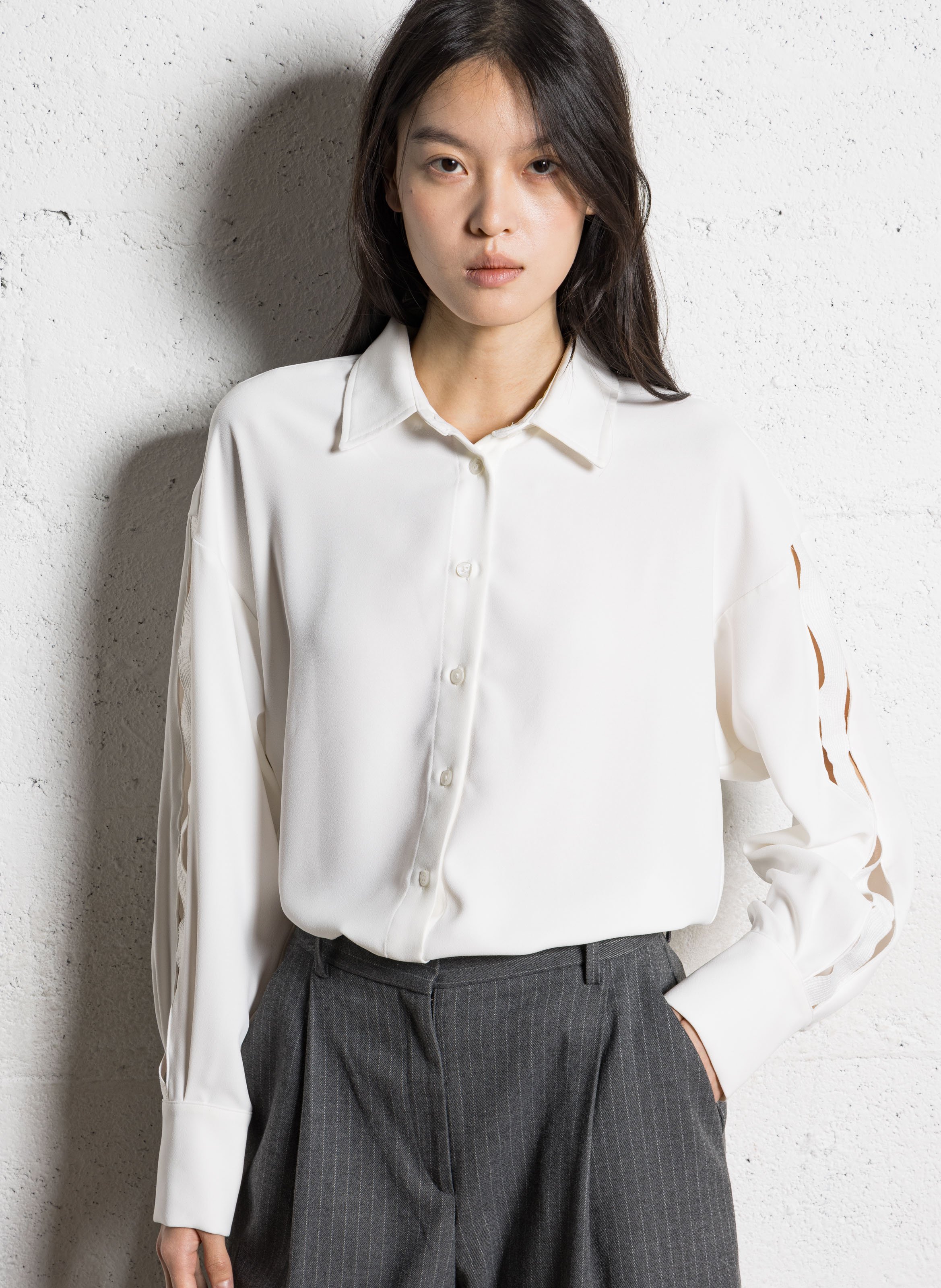 Oversized shirt with classic collar IKKS White