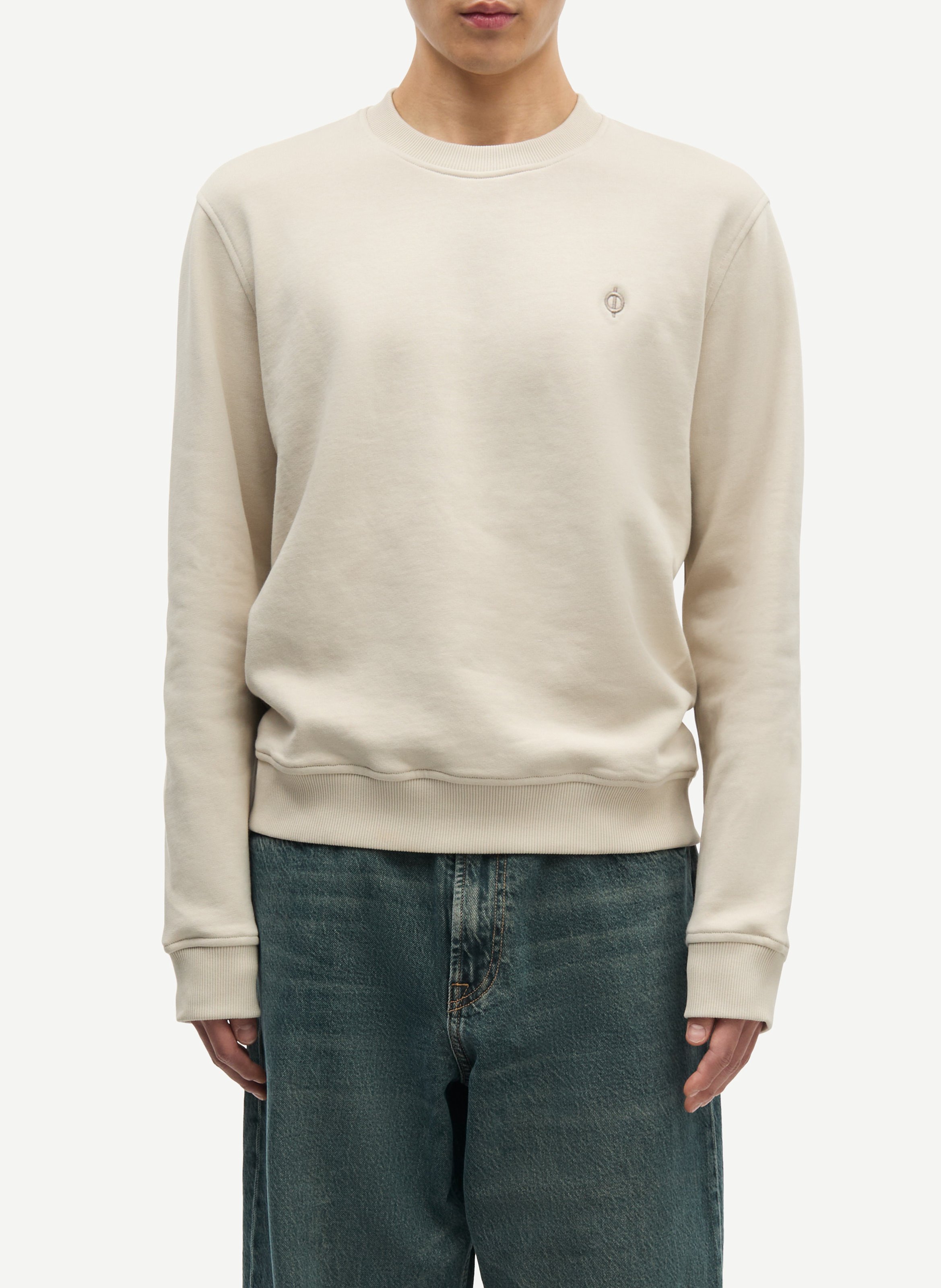 Sudadera de algodón orgánico con cuello redondo SAMSOE SAMSOE Beige