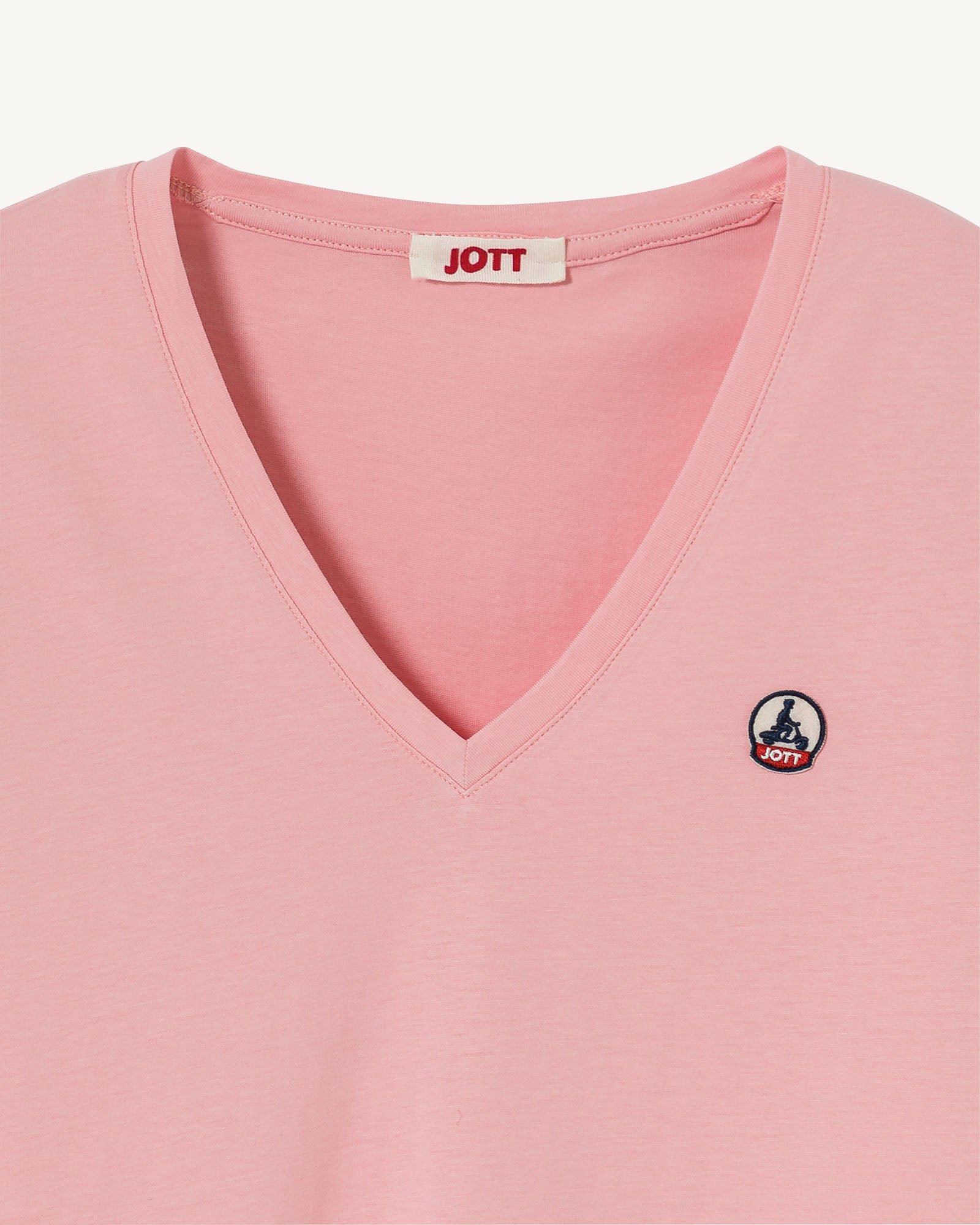 Solid V-neck t-shirt in organic cotton Cancun 2.0 JOTT Pink