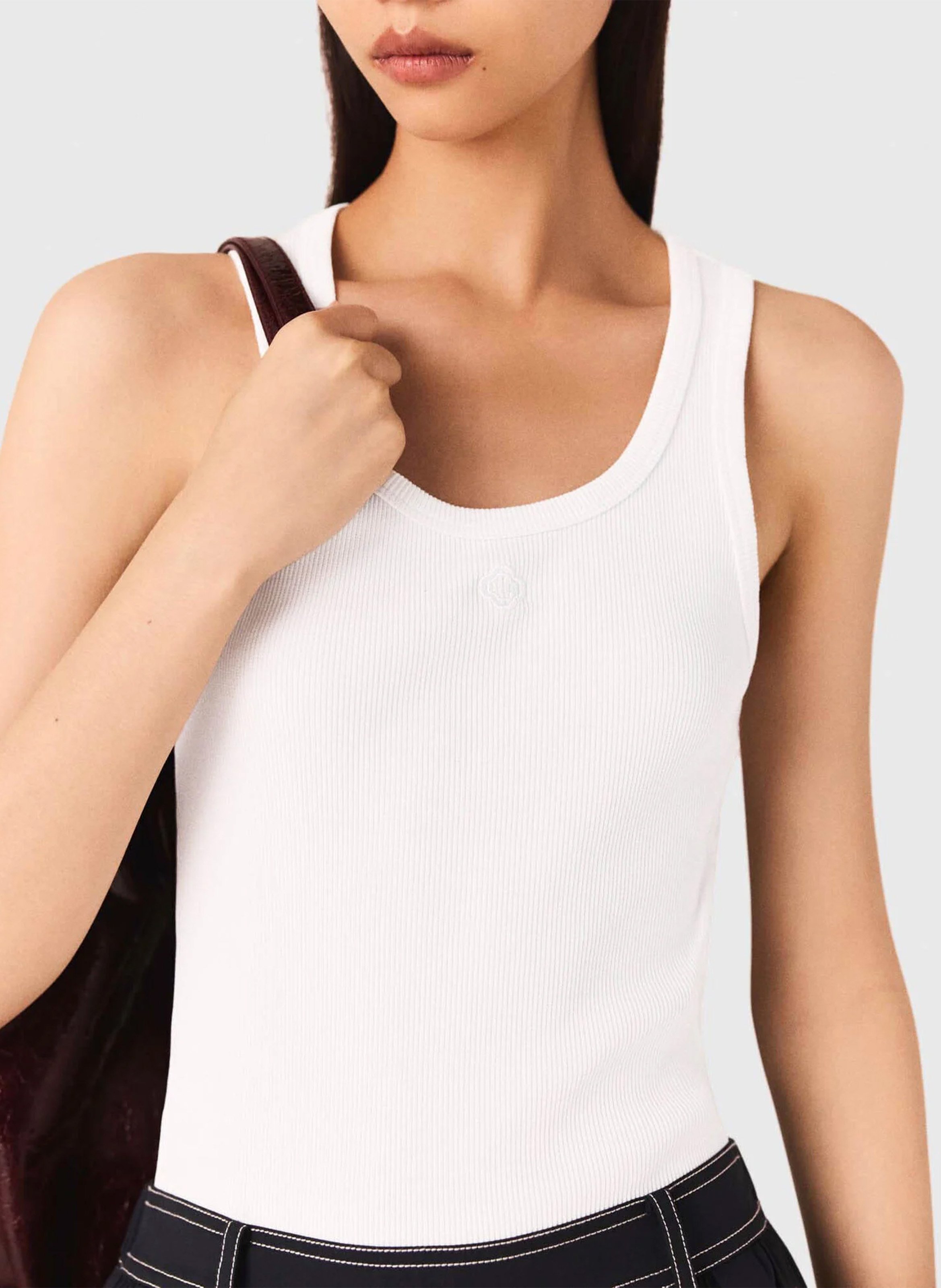 Cotton-blend tank top with round neck MAJE White