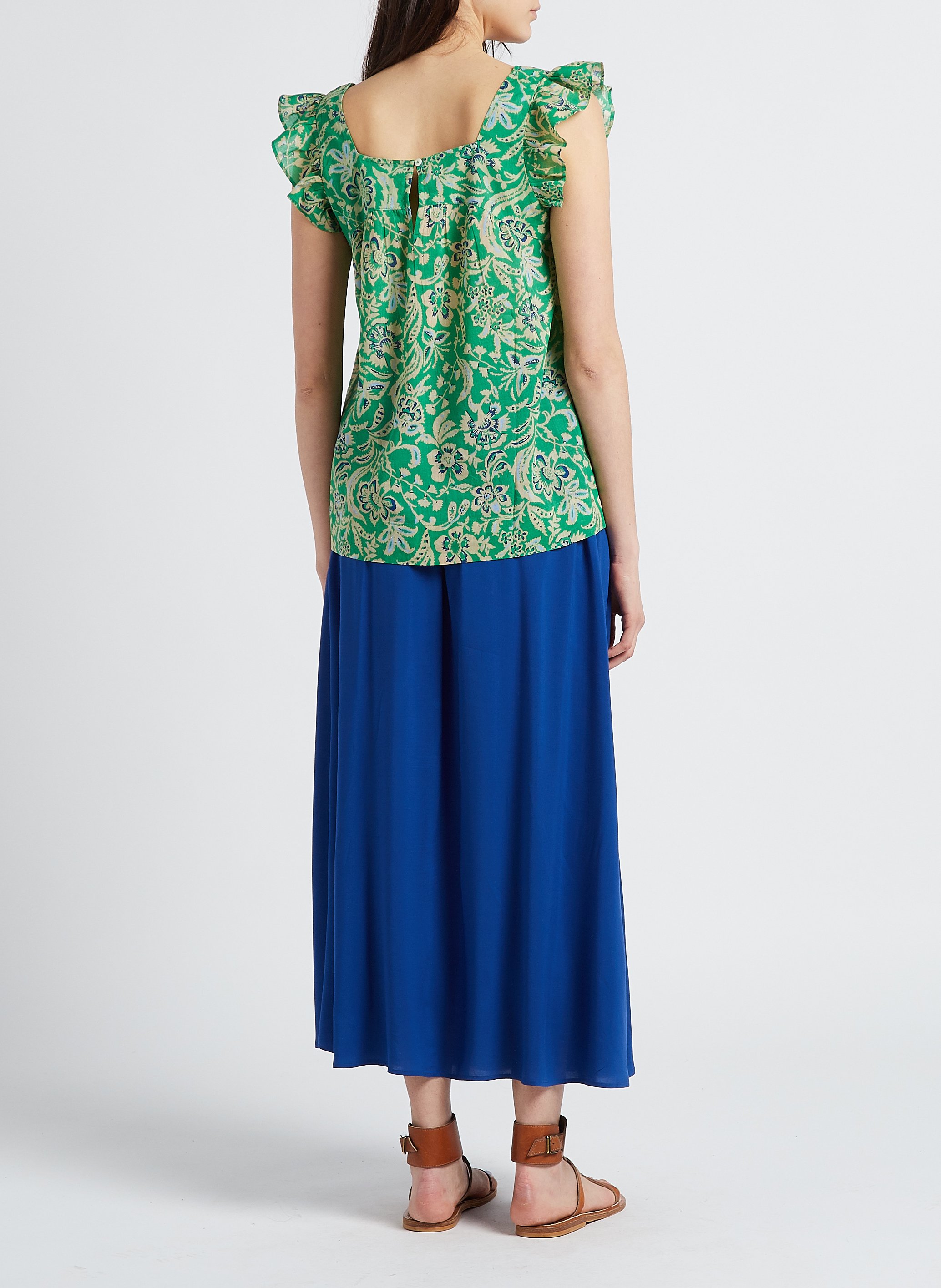 Geblümtes Top aus Baumwolle HARTFORD Grun