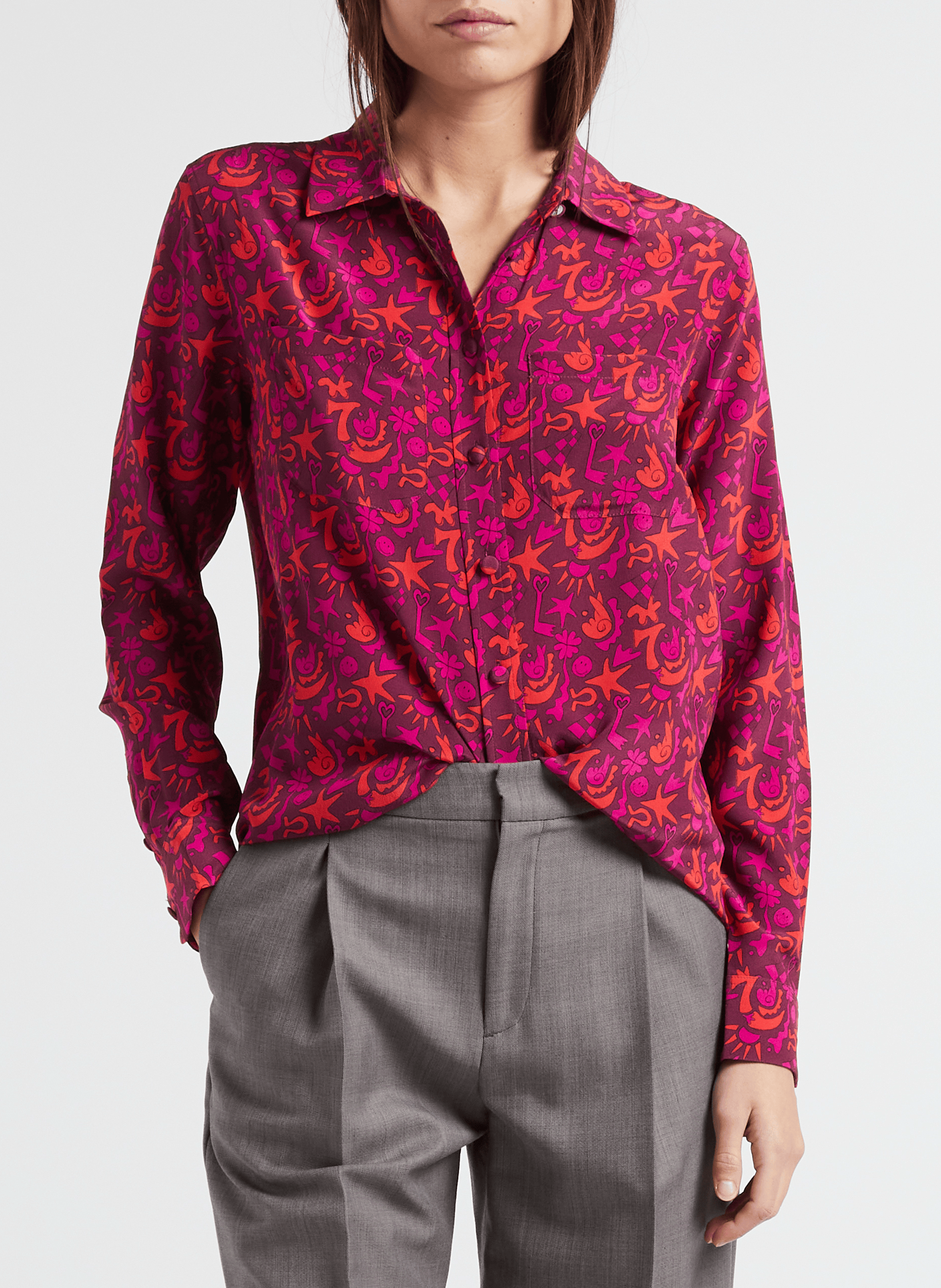 Bluse mit klassischem Kragen und Print SOI PARIS