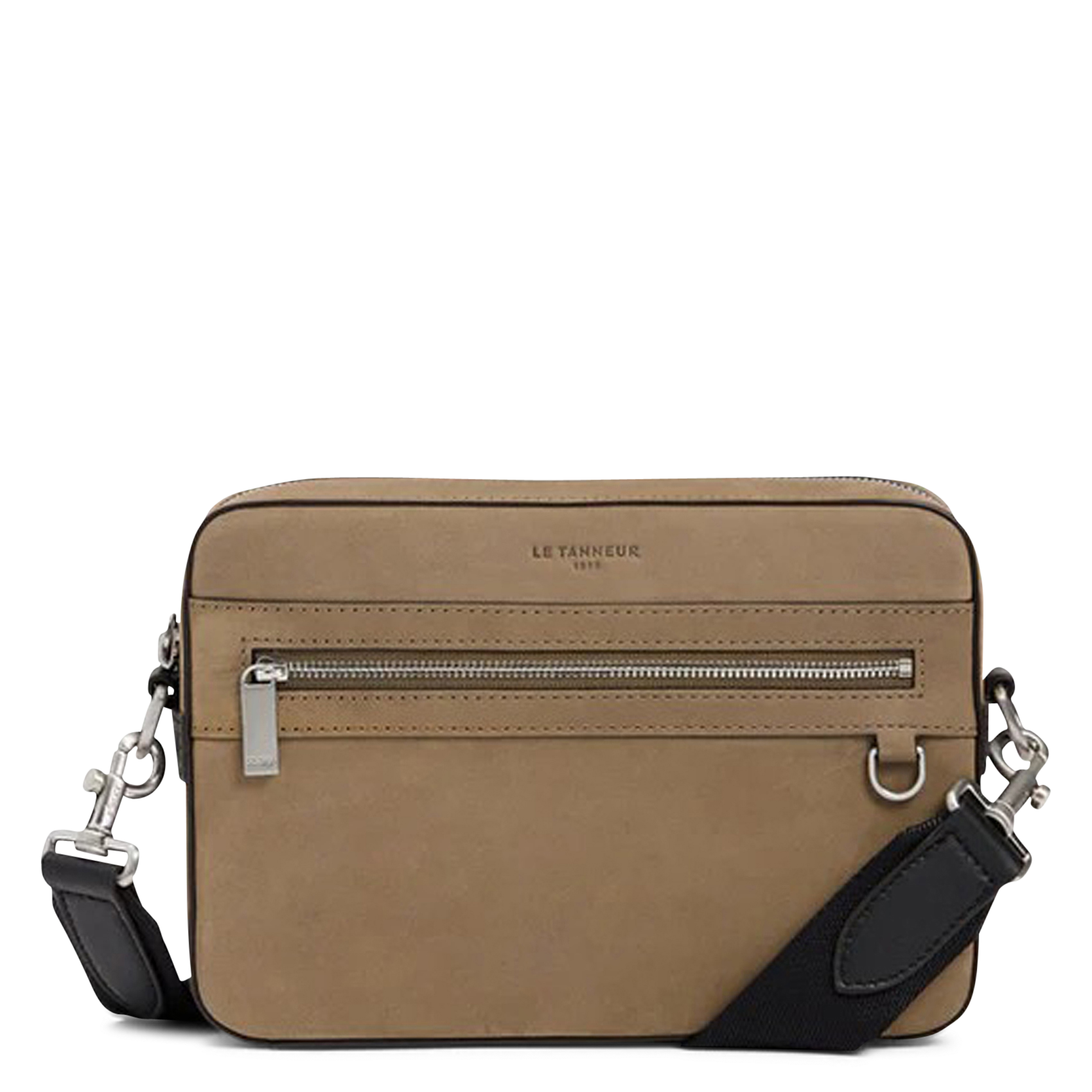 Small zippered grained leather bag LE TANNEUR Brown