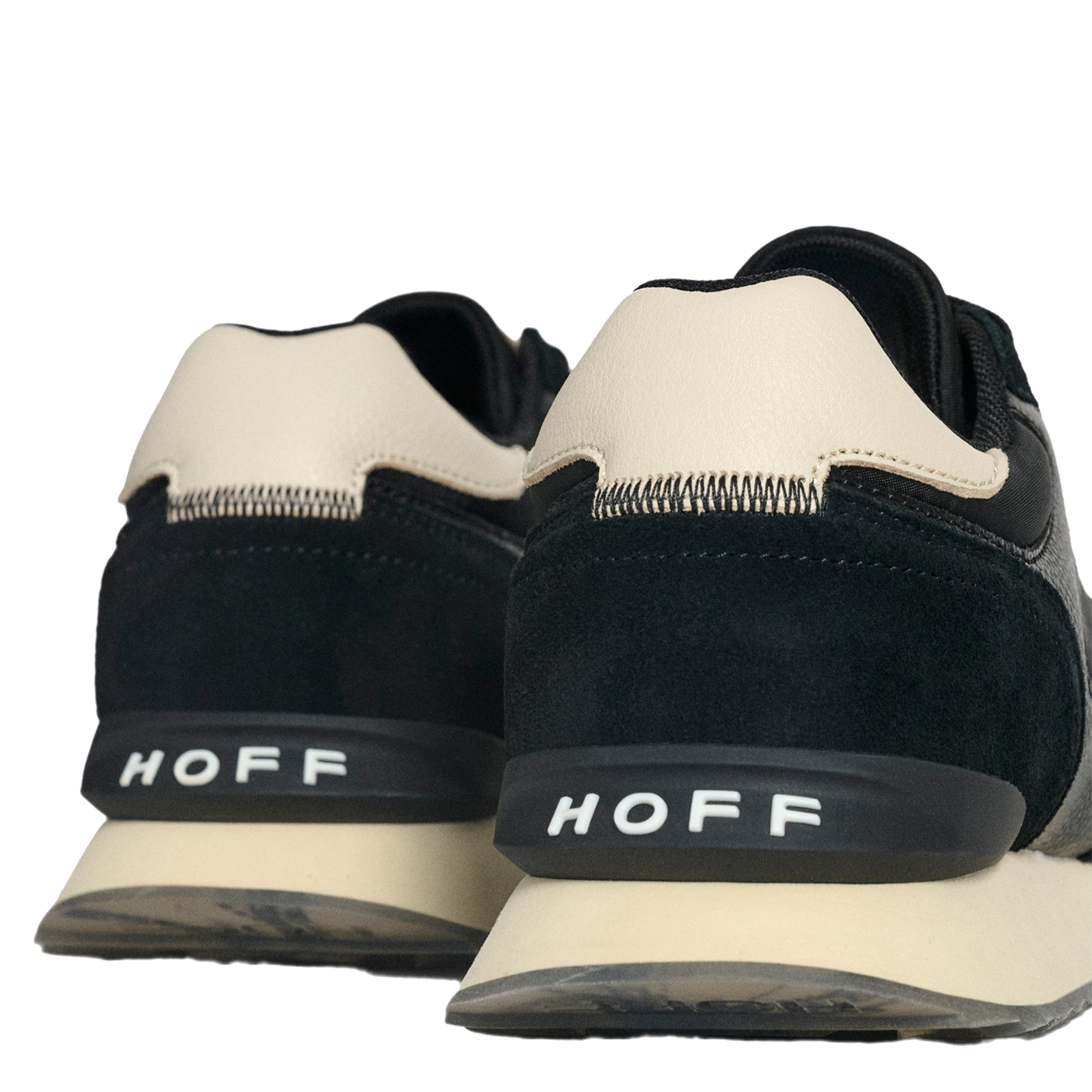 Lage baskets van leermix HOFF Zwart