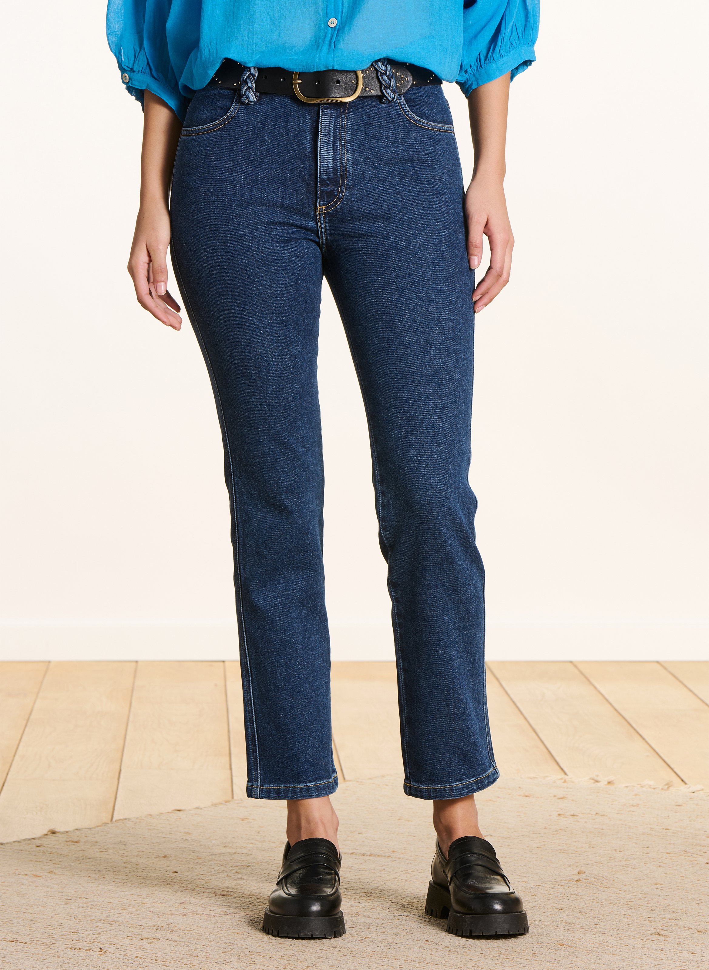 Jean droit en coton bio LA FEE MARABOUTEE Bleu