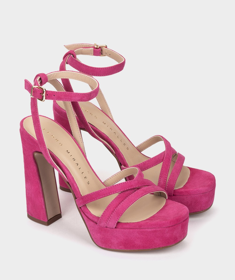 Heeled sandals crafted in fuchsia suede PEDRO MIRALLES Pink