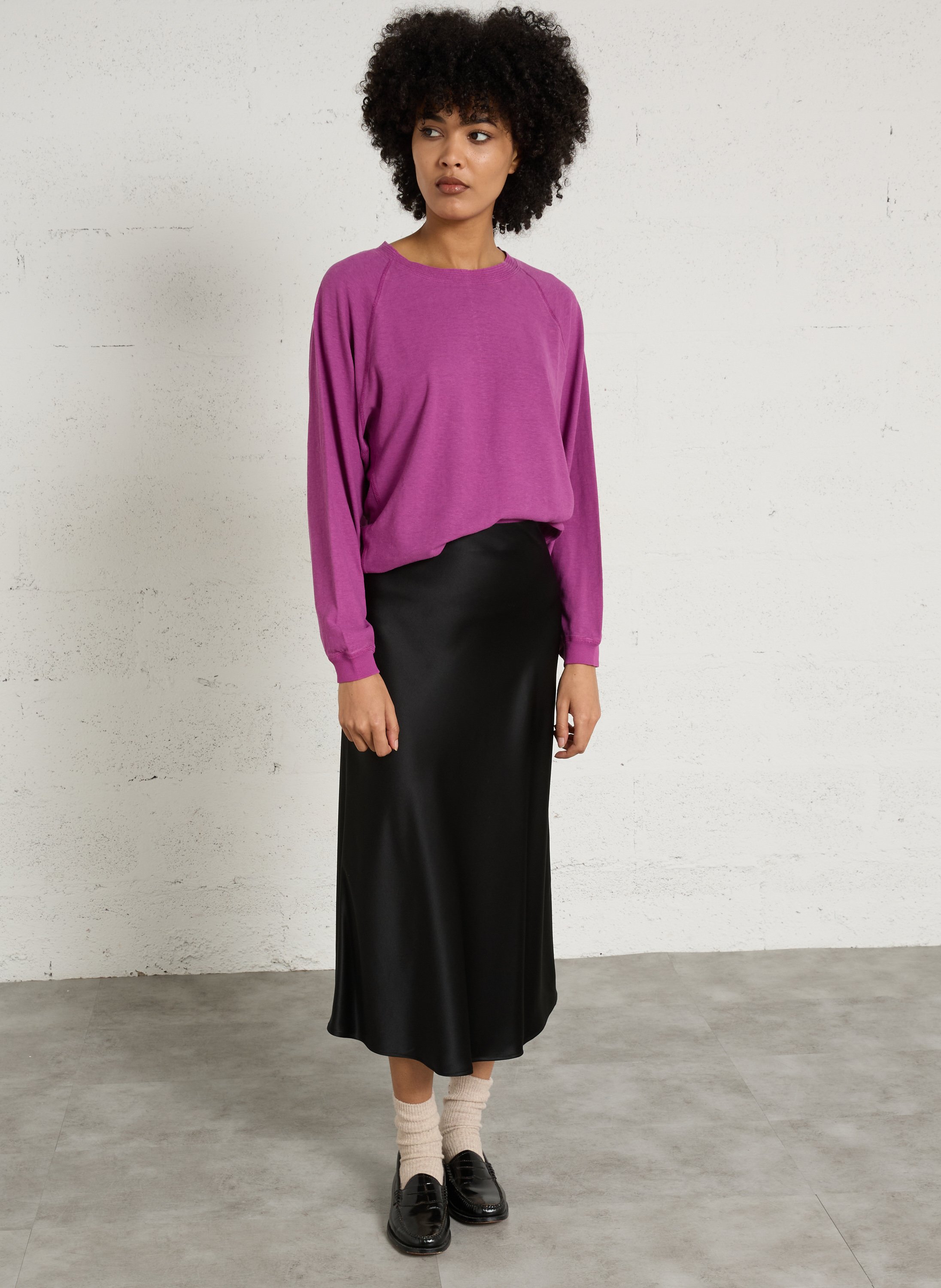 Basic cotton-mix T-shirt MAISON 123 Purple