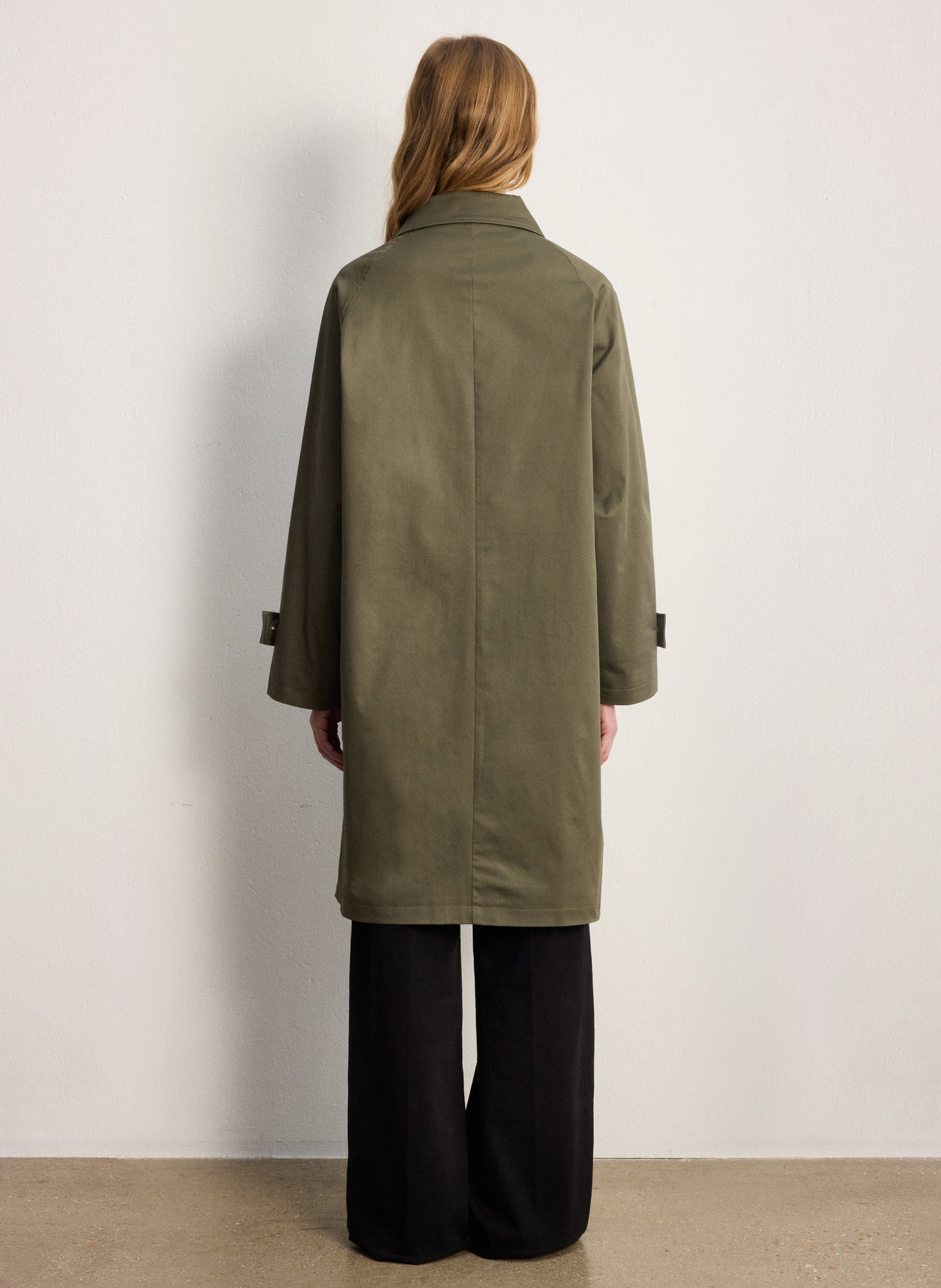 Straight coat with classic collar in blended cotton PABLO Khaki