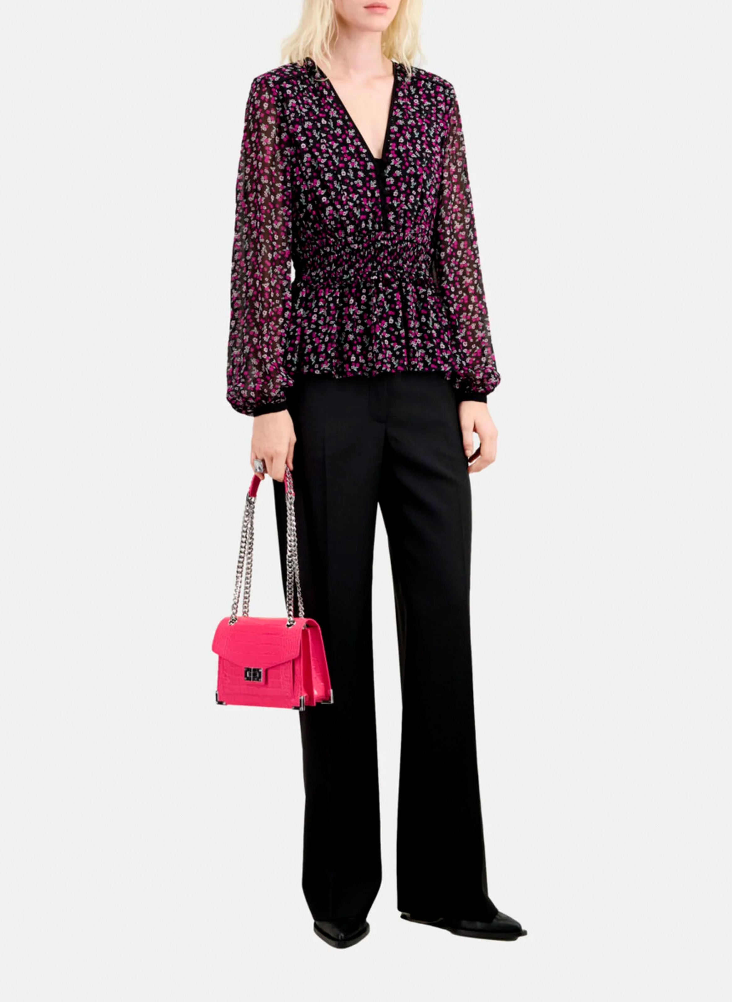 Bluse mit V-Ausschnitt und Print THE KOOPLES Rosa