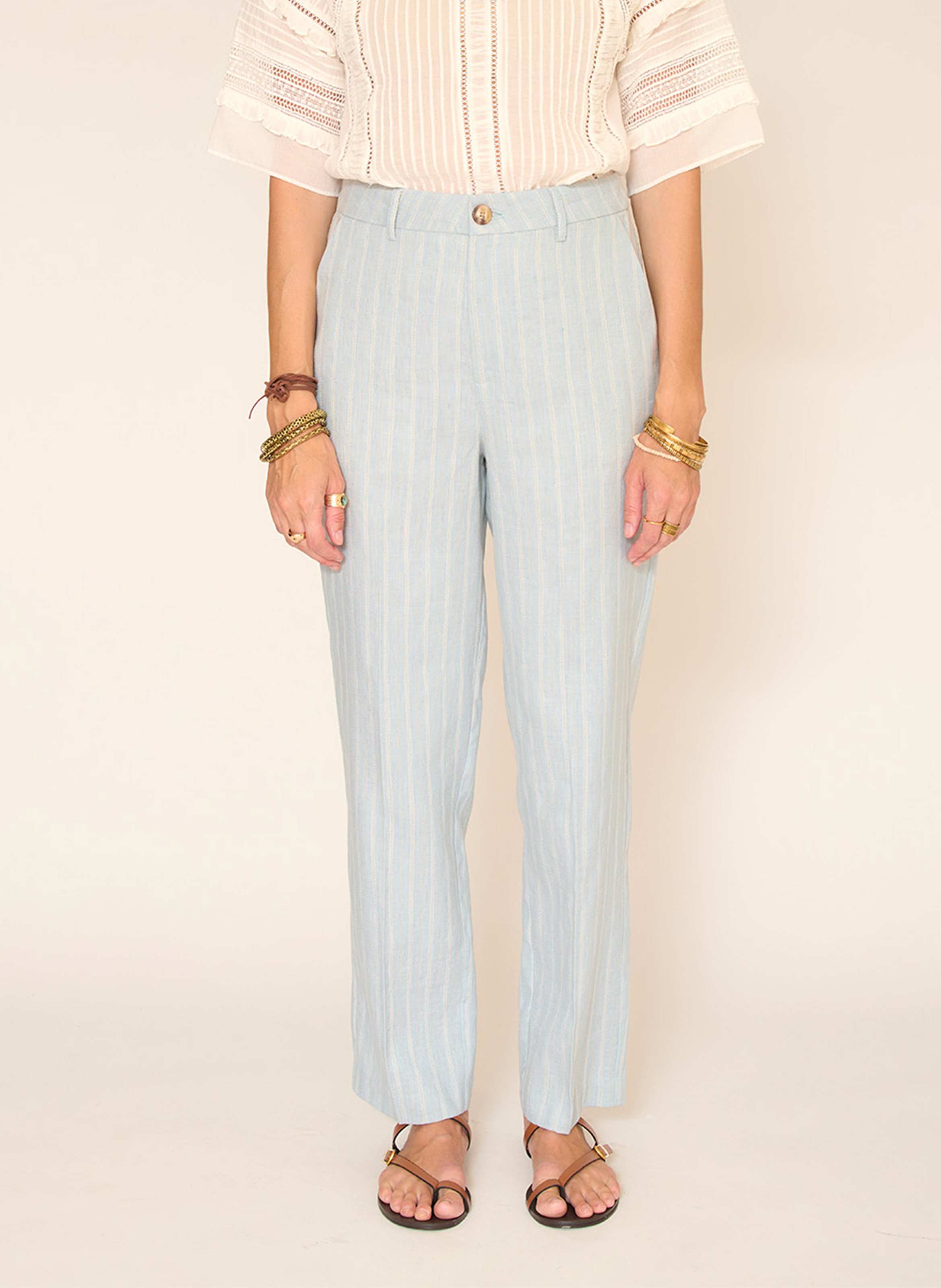 Gerade geschnittene Hose mit Streifen MKT Blau