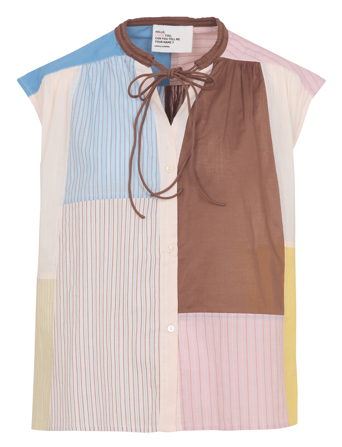 Loose-fit organic cotton shirt with round neck LEON & HARPER Multicolored