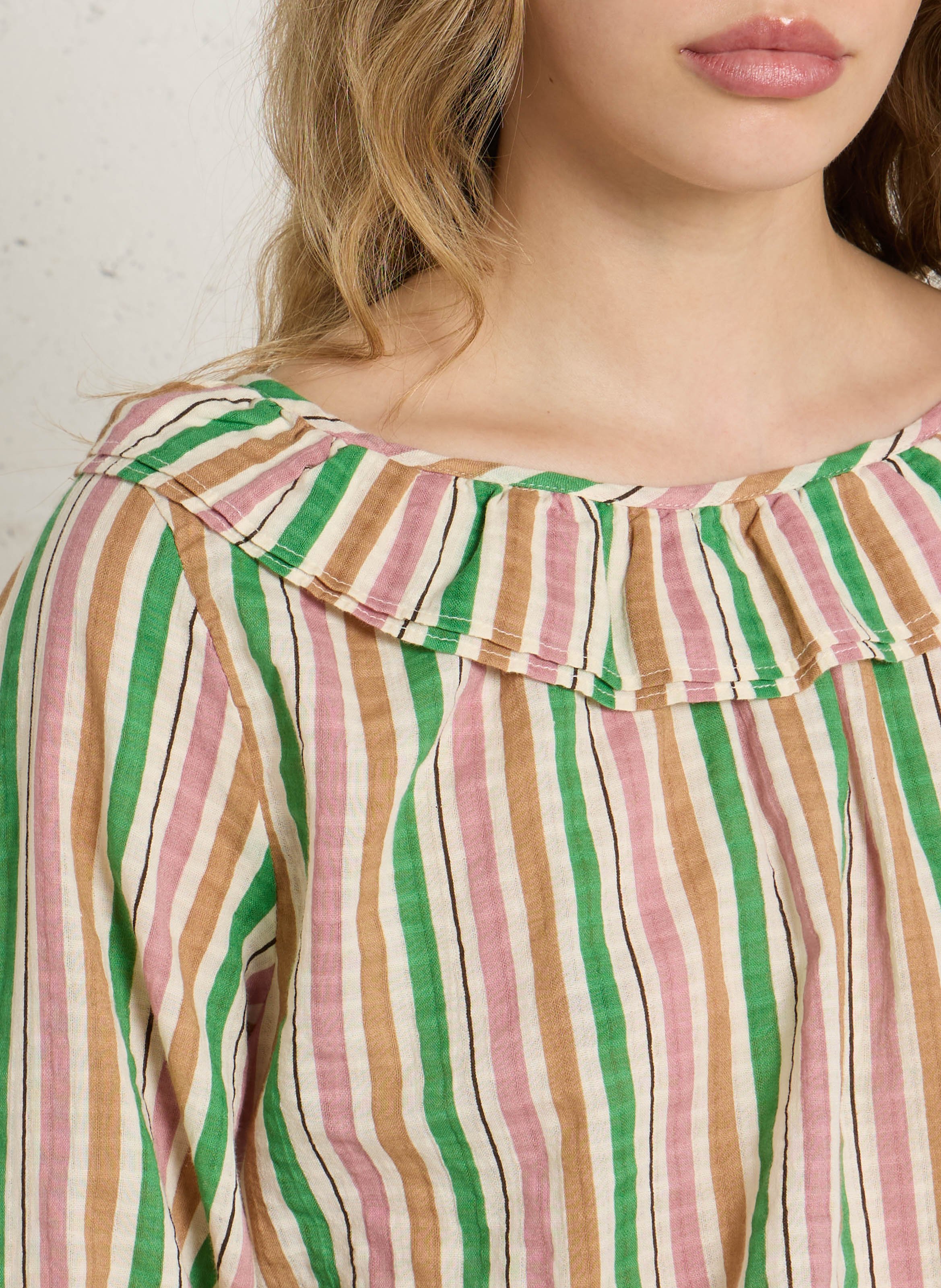 Weite Bluse mit Rüschen, gestreift LEON & HARPER Mehrfarbig