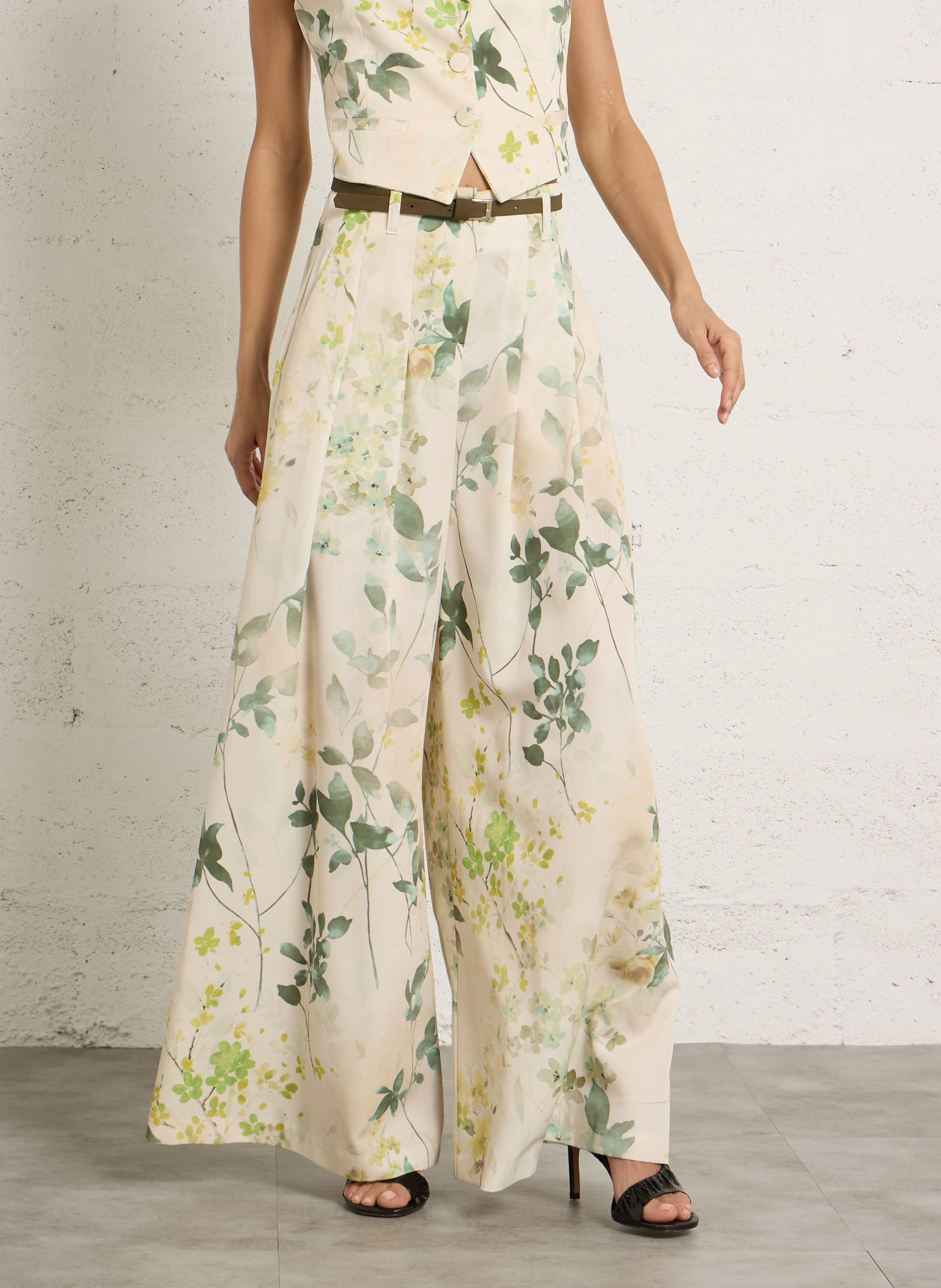 Pantalon palazzo imprimé IMPERIAL Beige