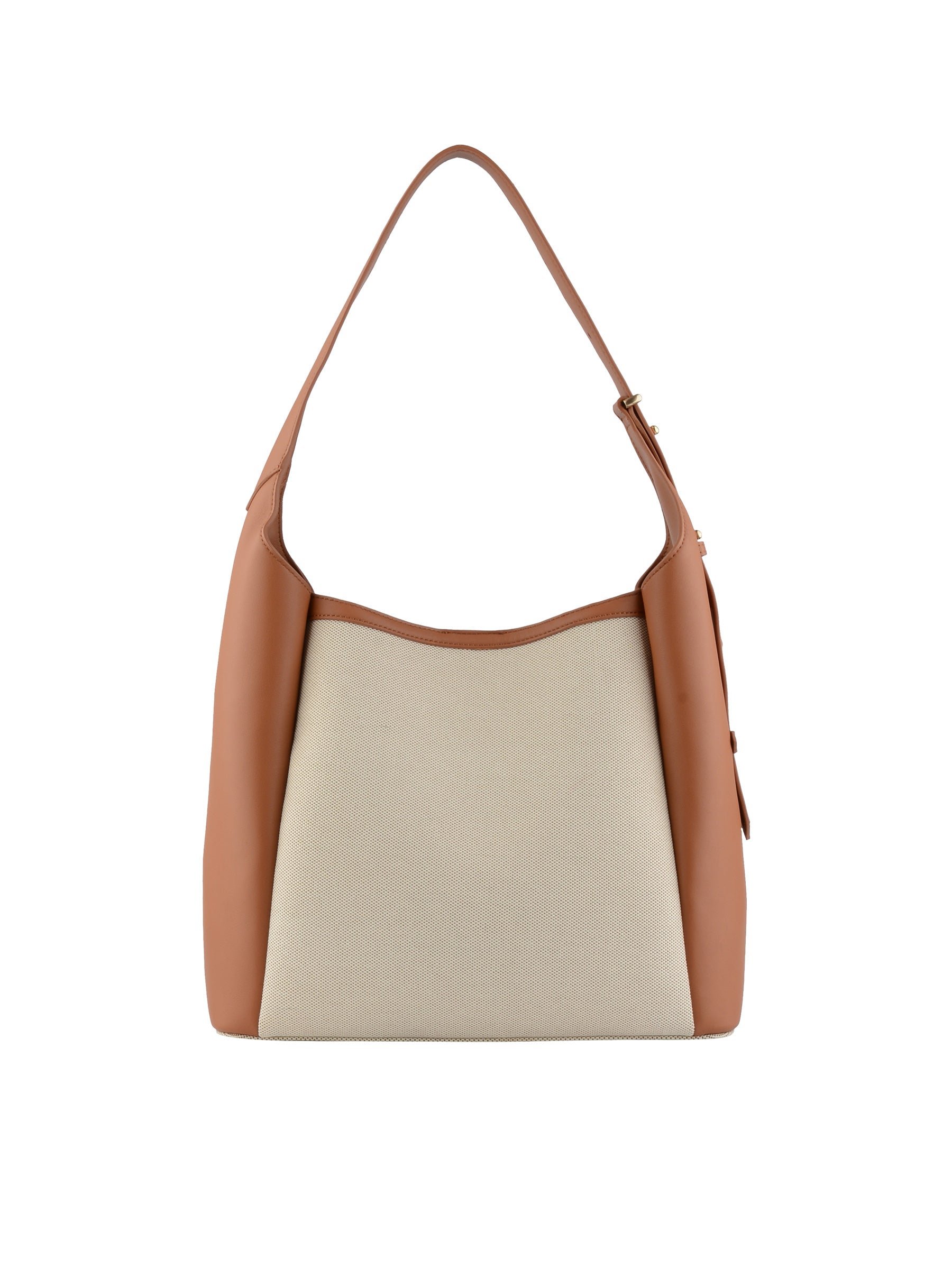 Shoulder bag in canvas trimmed with leather POURCHET Brown