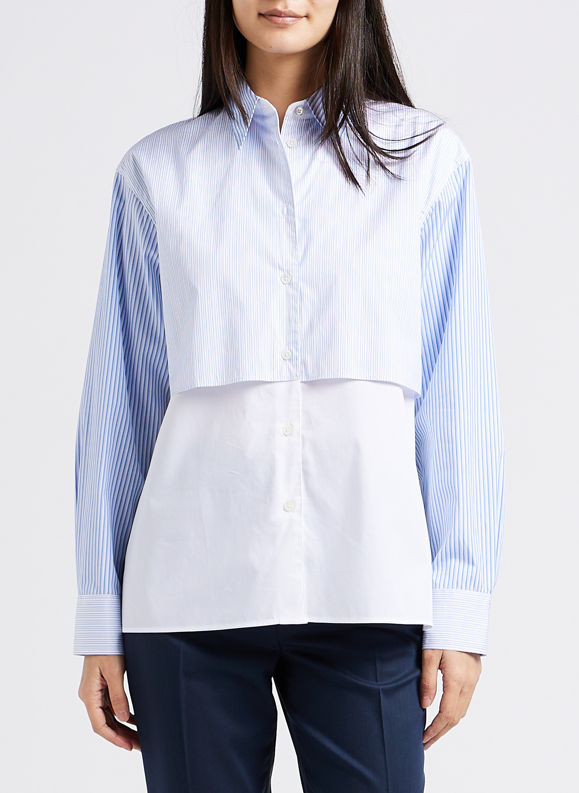 Rechte, katoenen blouse met klassieke kraag PAUL SMITH Wit