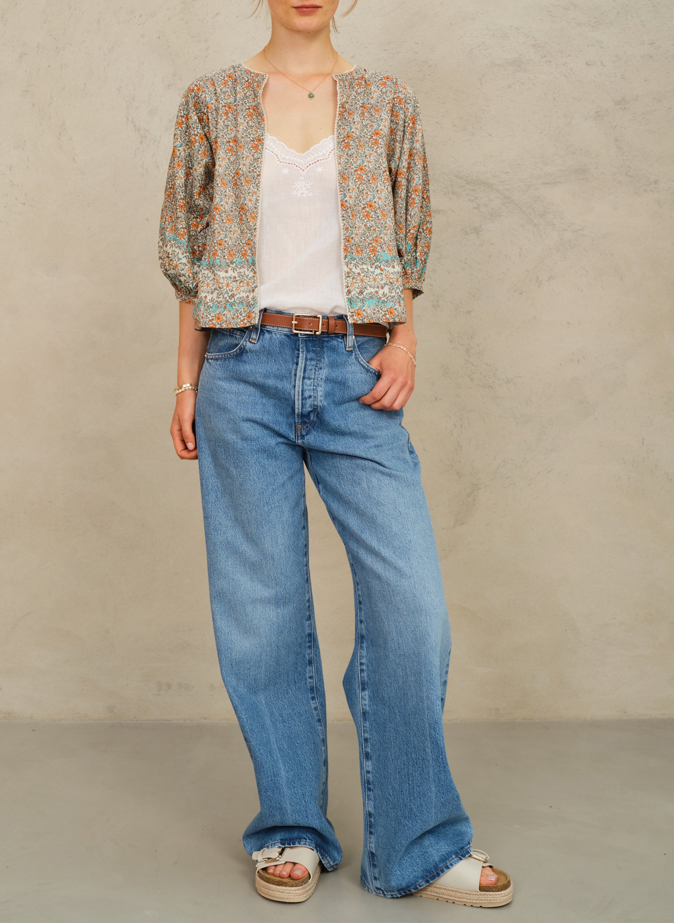 Recht katoenen jasje met ronde hals en print M.A.B.E Veelkleurig