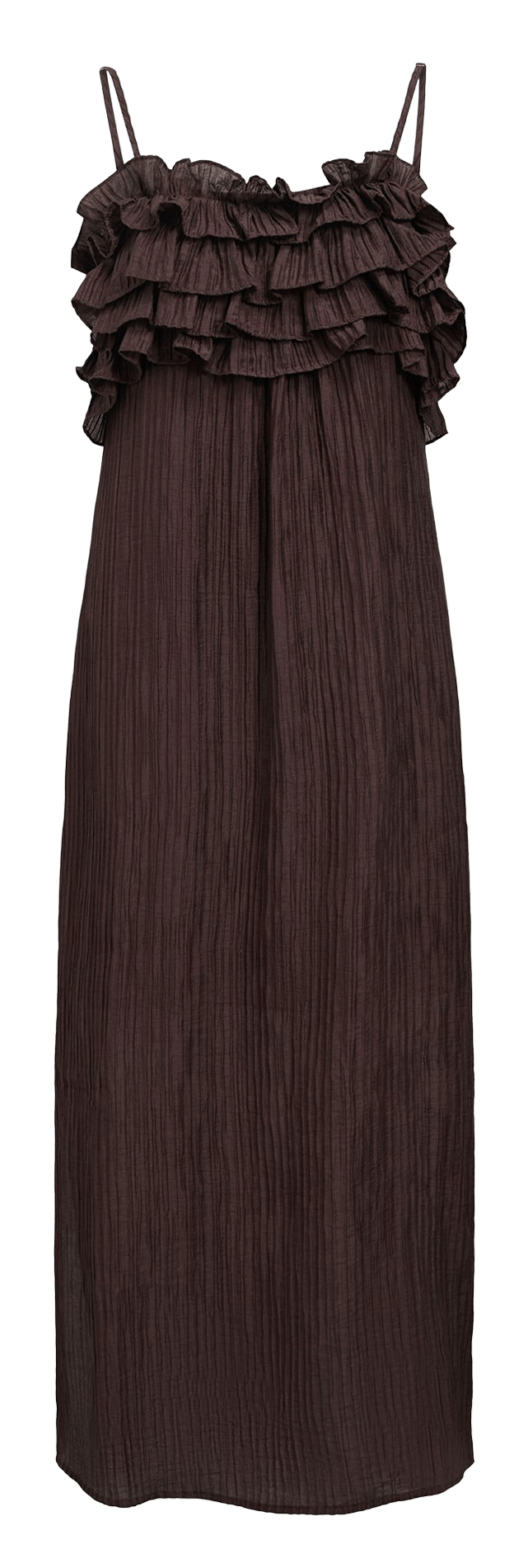 Lange jurk met plooien OBJECT Bruin