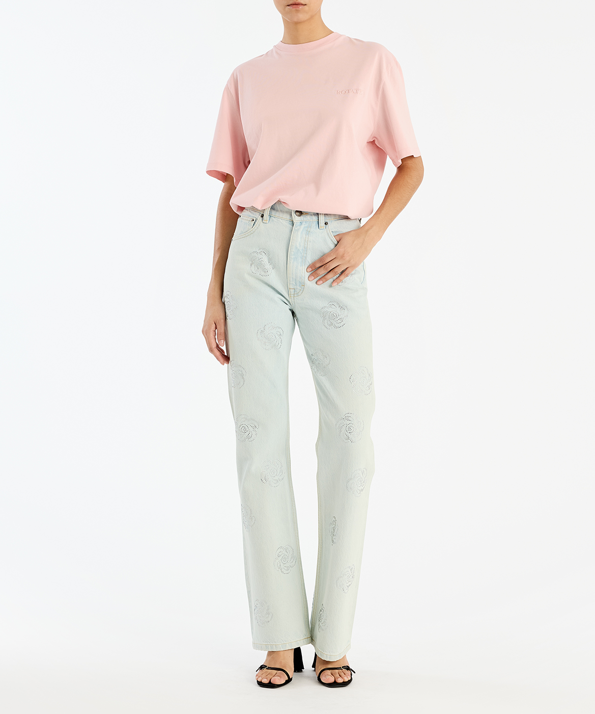 Oversized organic cotton T-shirt ROTATE Pink