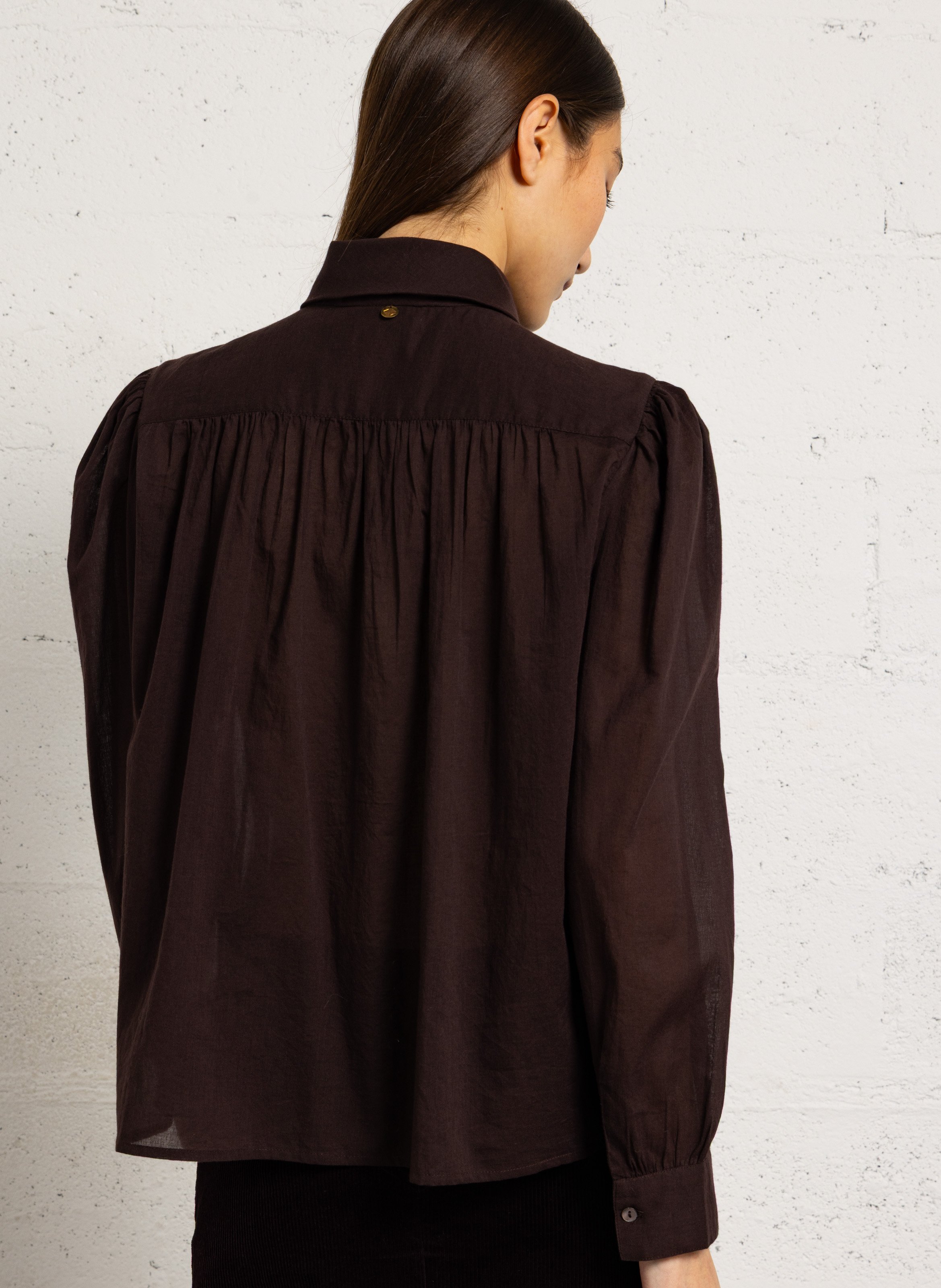 Kurzes Baumwollkleid mit Rundhalsausschnitt | Braun ANTIK BATIK Damen