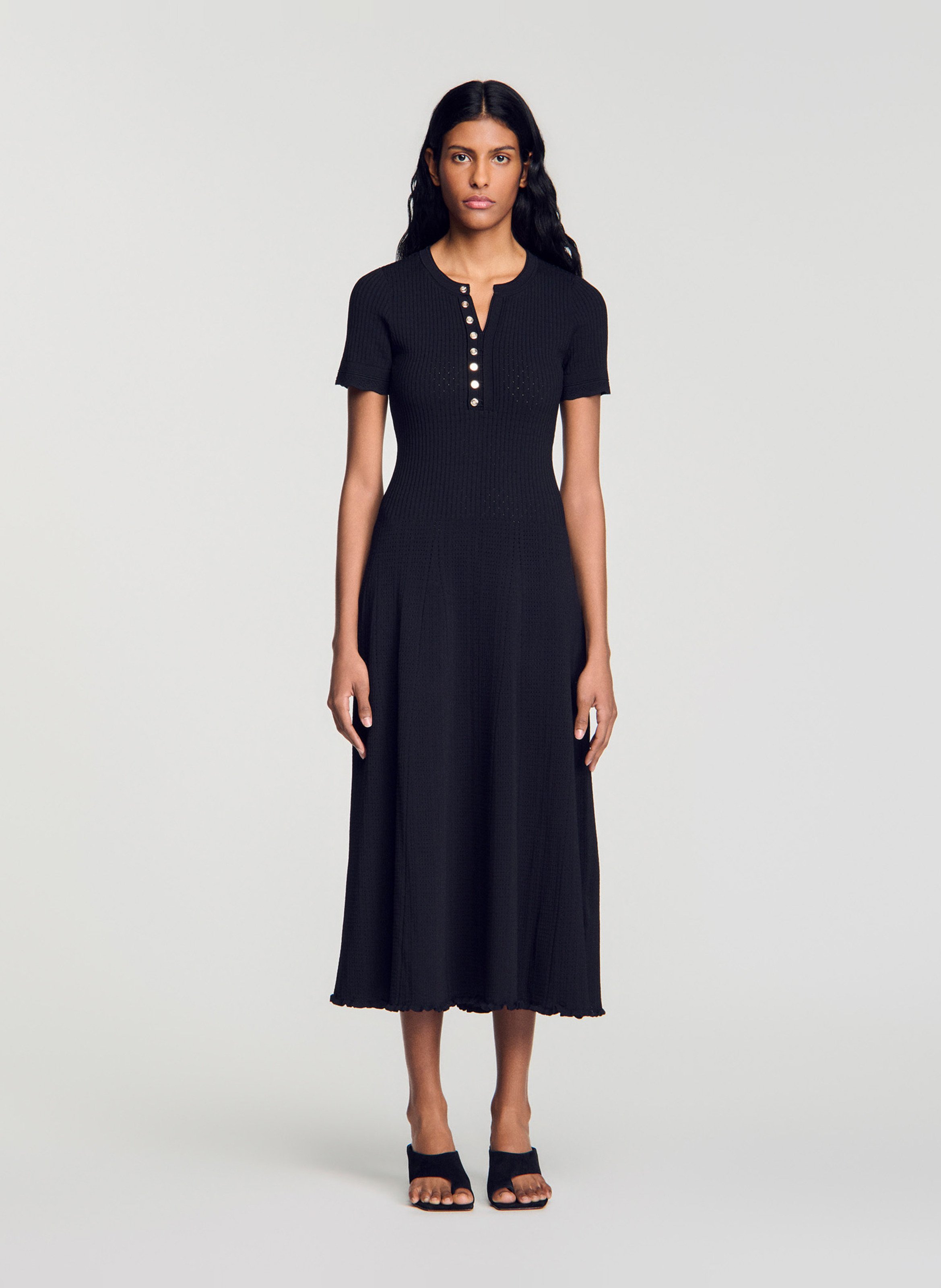 Robe longue col rond SANDRO Noir