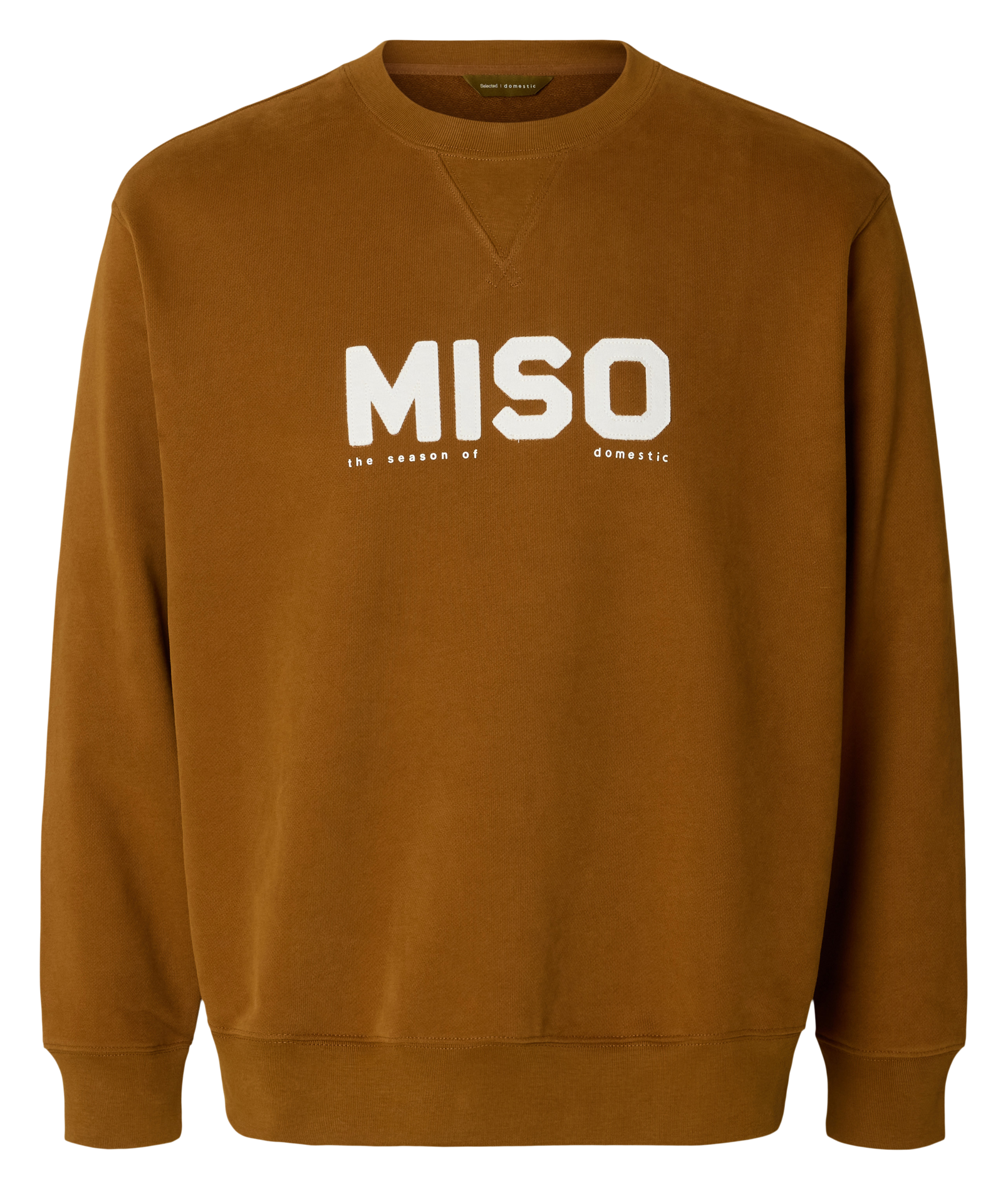 Rechte sweater met ronde hals en borduursel SELECTED Bruin