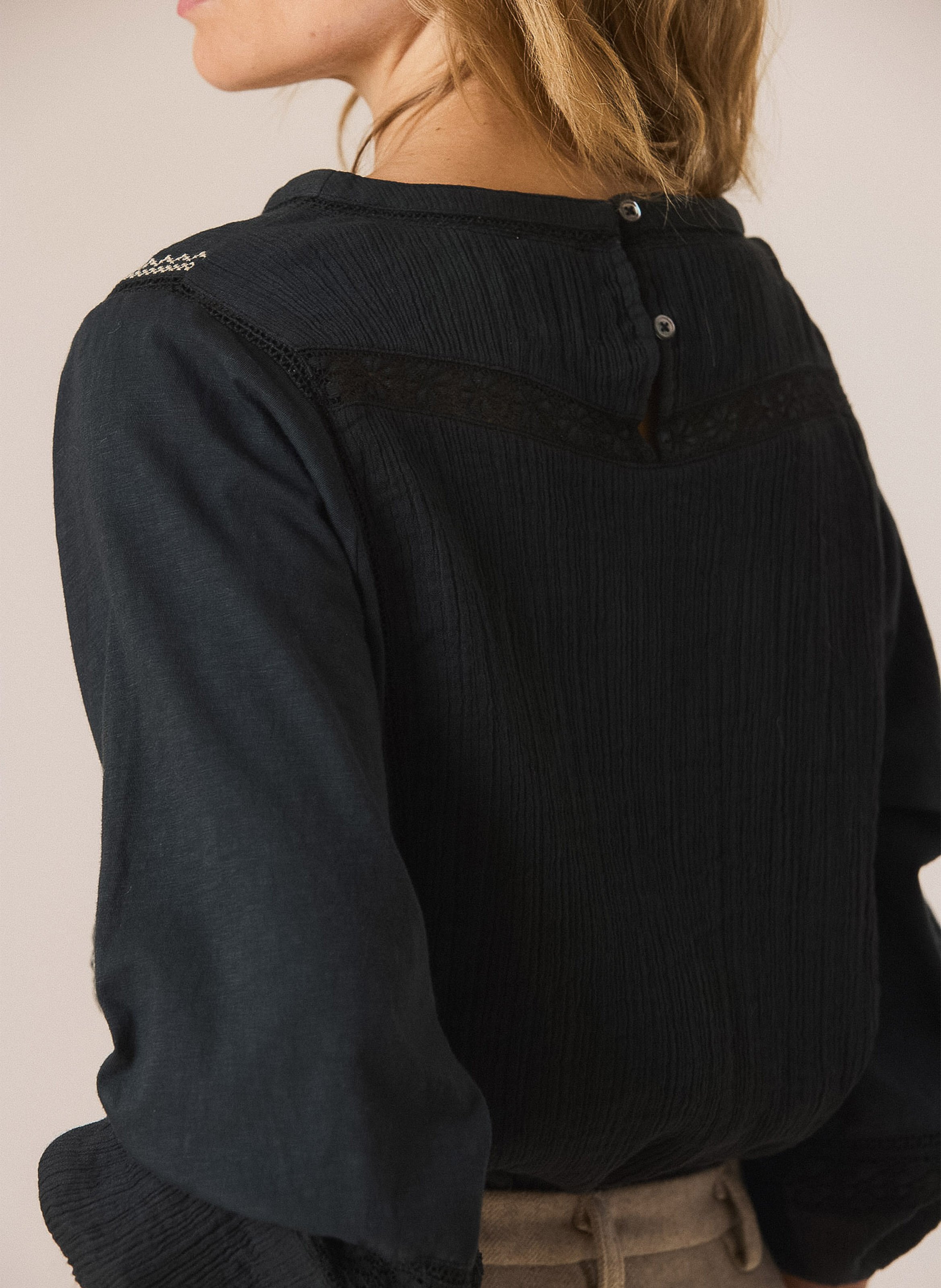 Loose-fit round-neck cotton top INDI & COLD Grey