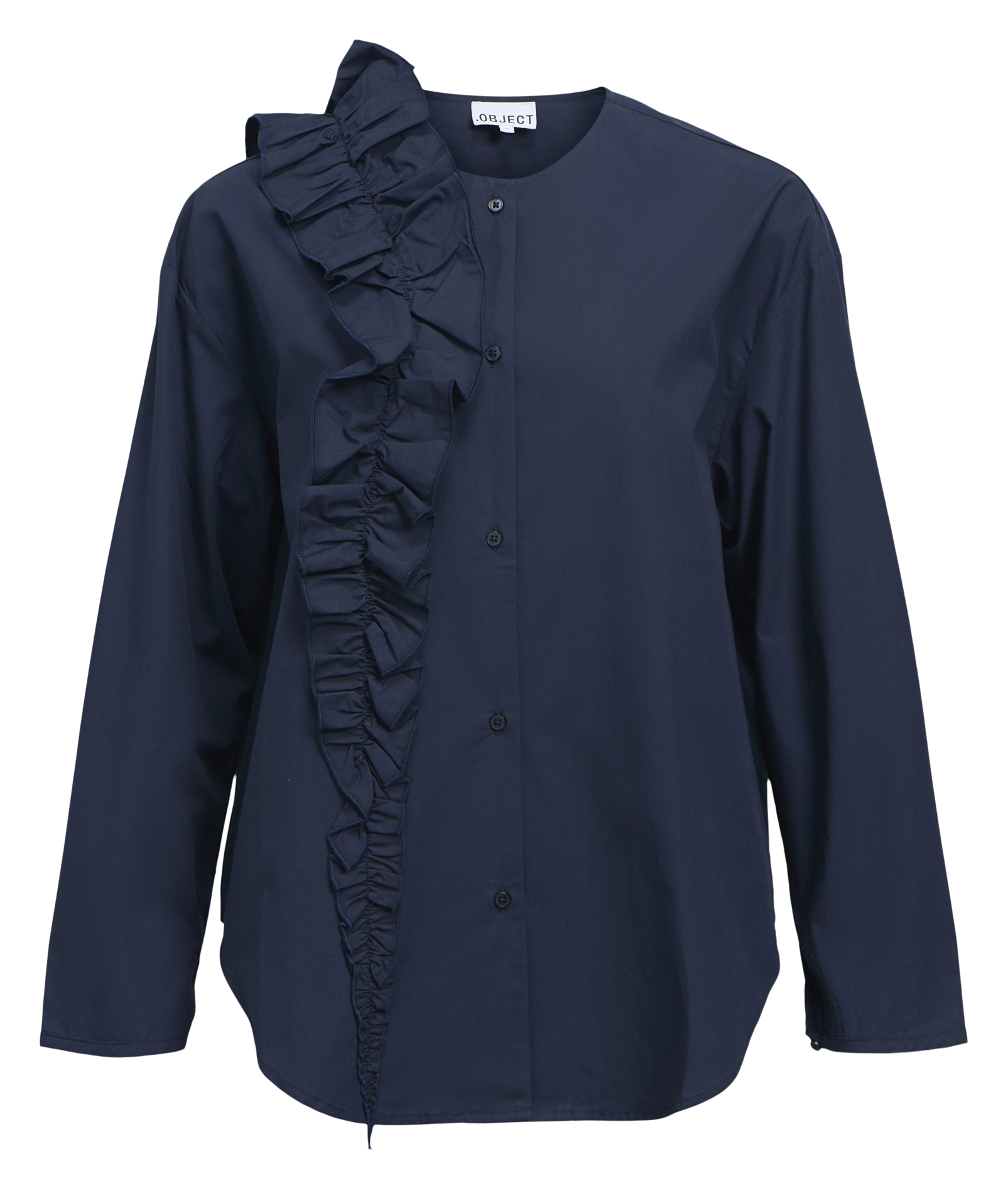 Gerade geschnittene Baumwollbluse OBJECT Blau
