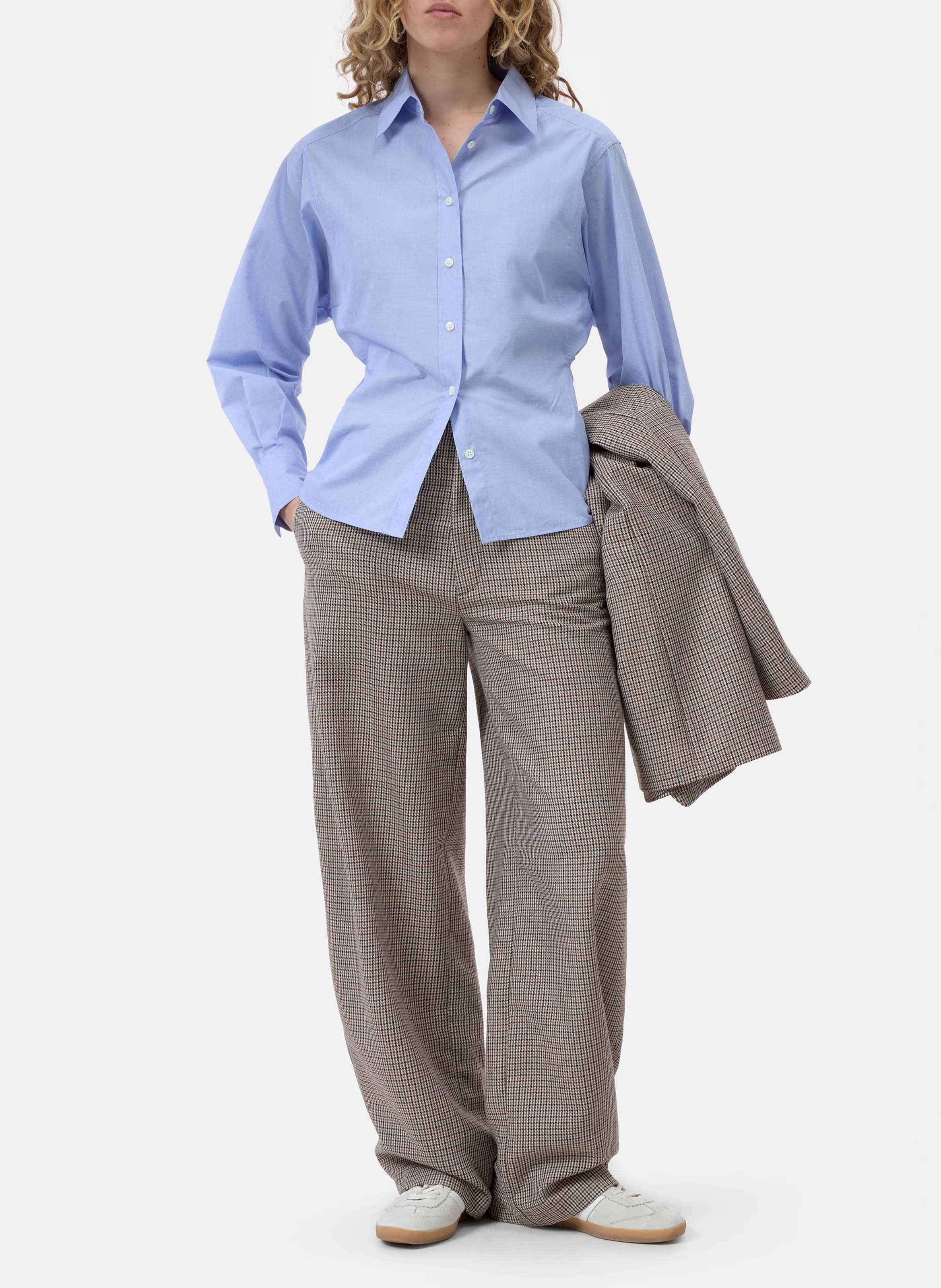 Oversized, katoenen blouse met klassieke kraag CLOSED Blauw