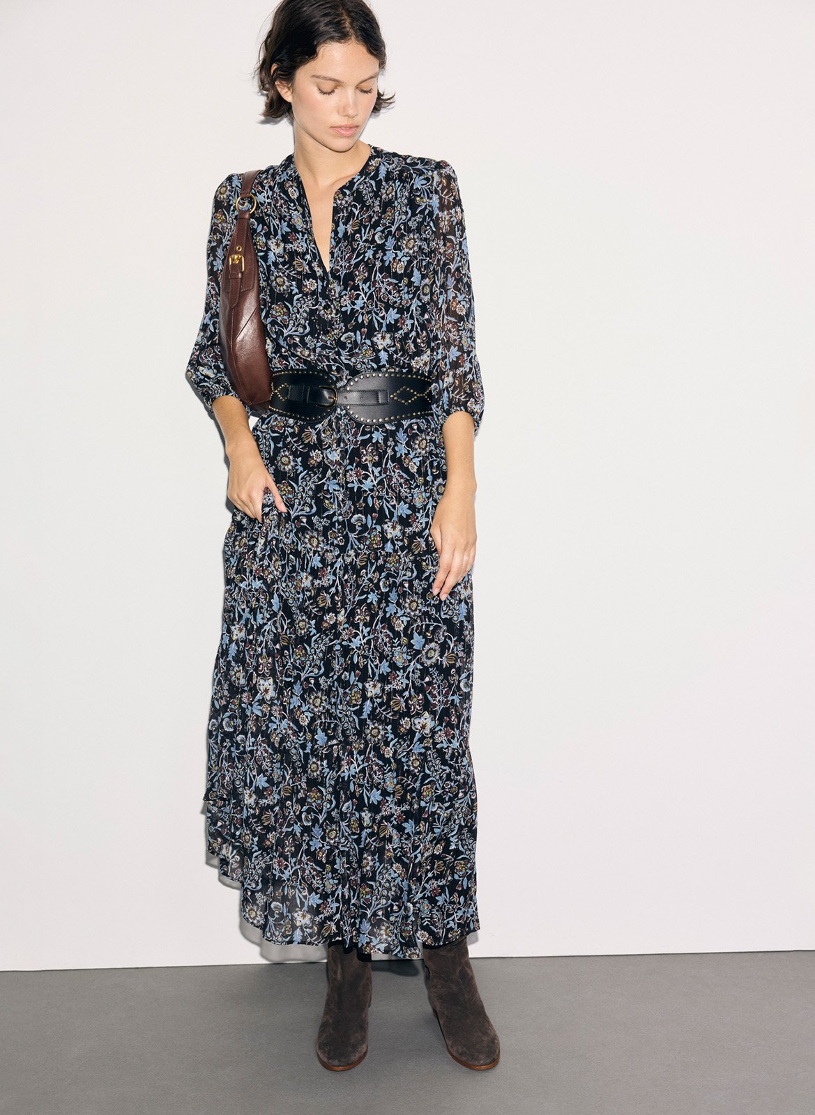 Robe midi à imprimé GERARD DAREL Noir
