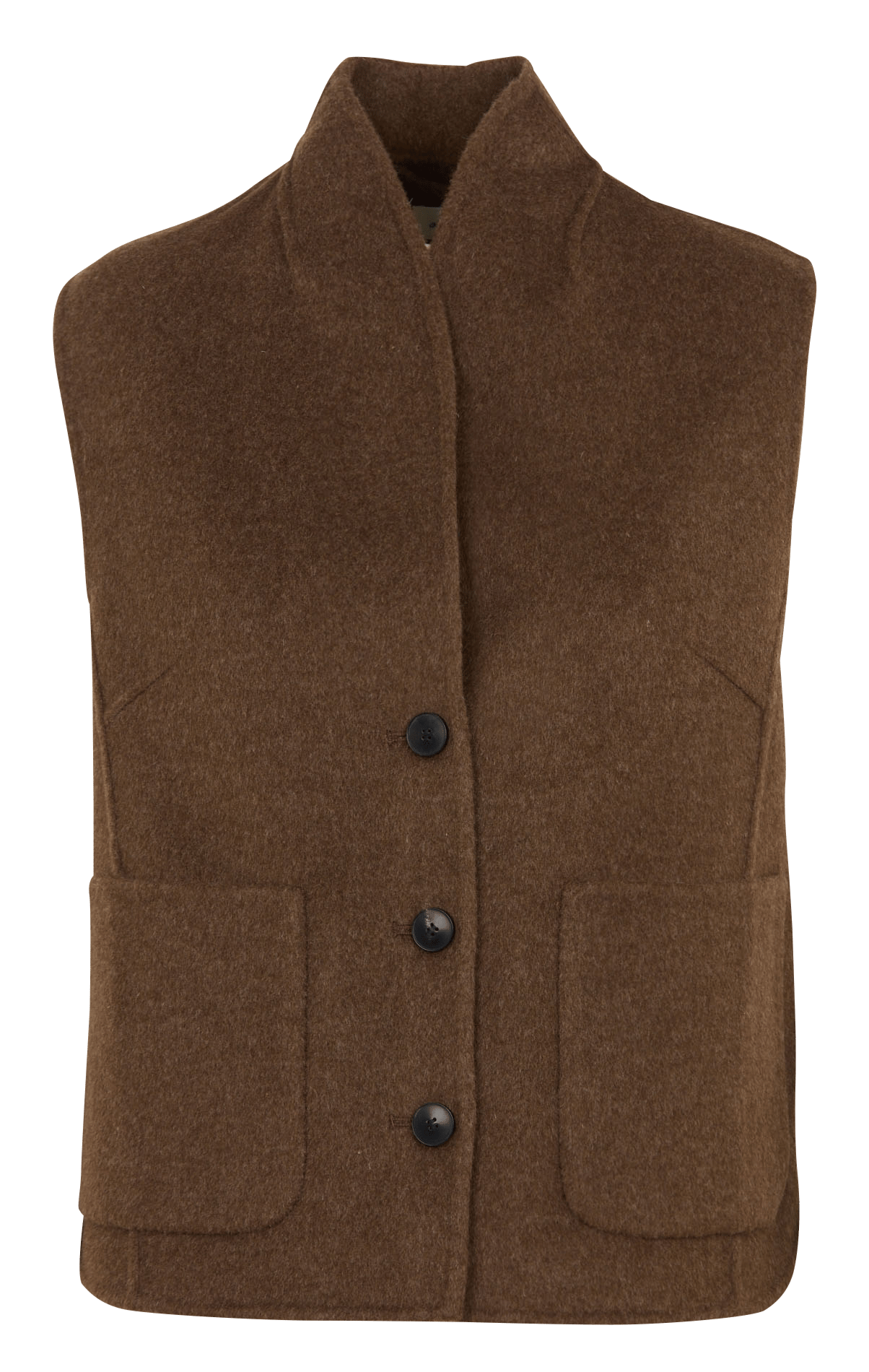 Gilet sans manches droit en laine mélangée HARTFORD Marron