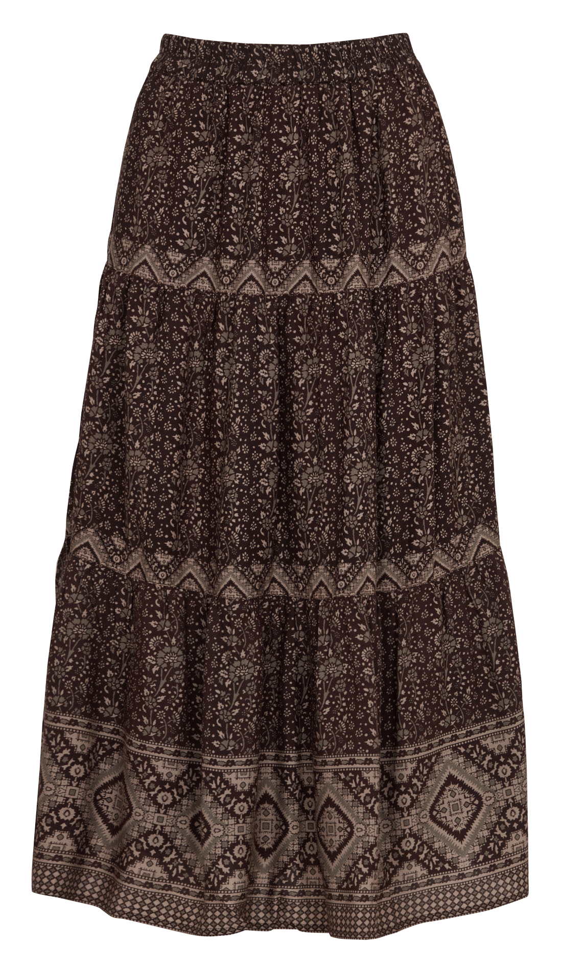 Flared long skirt with pattern PETITE MENDIGOTE Brown
