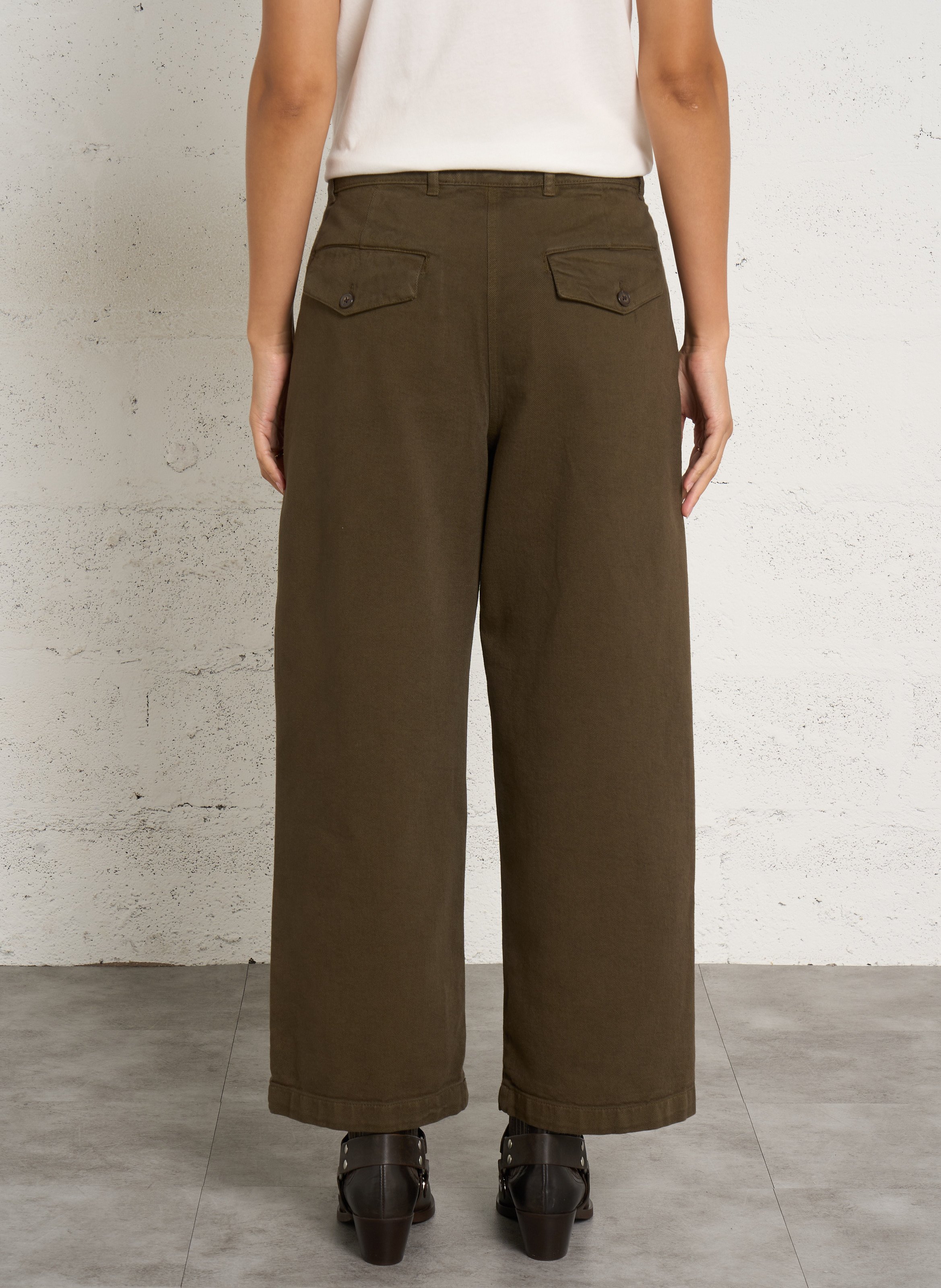 Pantalon large en coton mélangé BELLEPIECE Marron