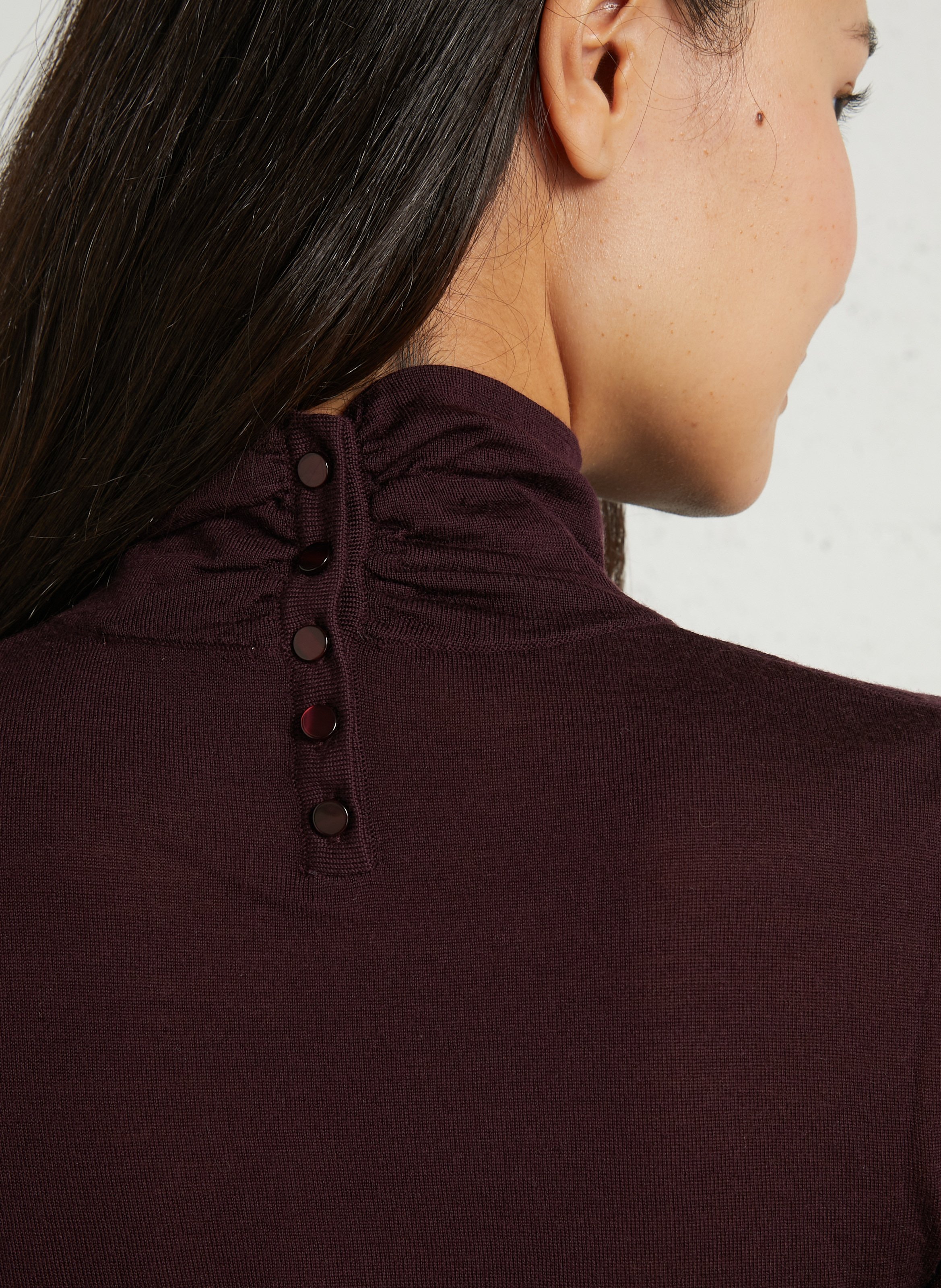 Feinstrick Rollkragenpullover aus Merinowolle PETITE MENDIGOTE Violett
