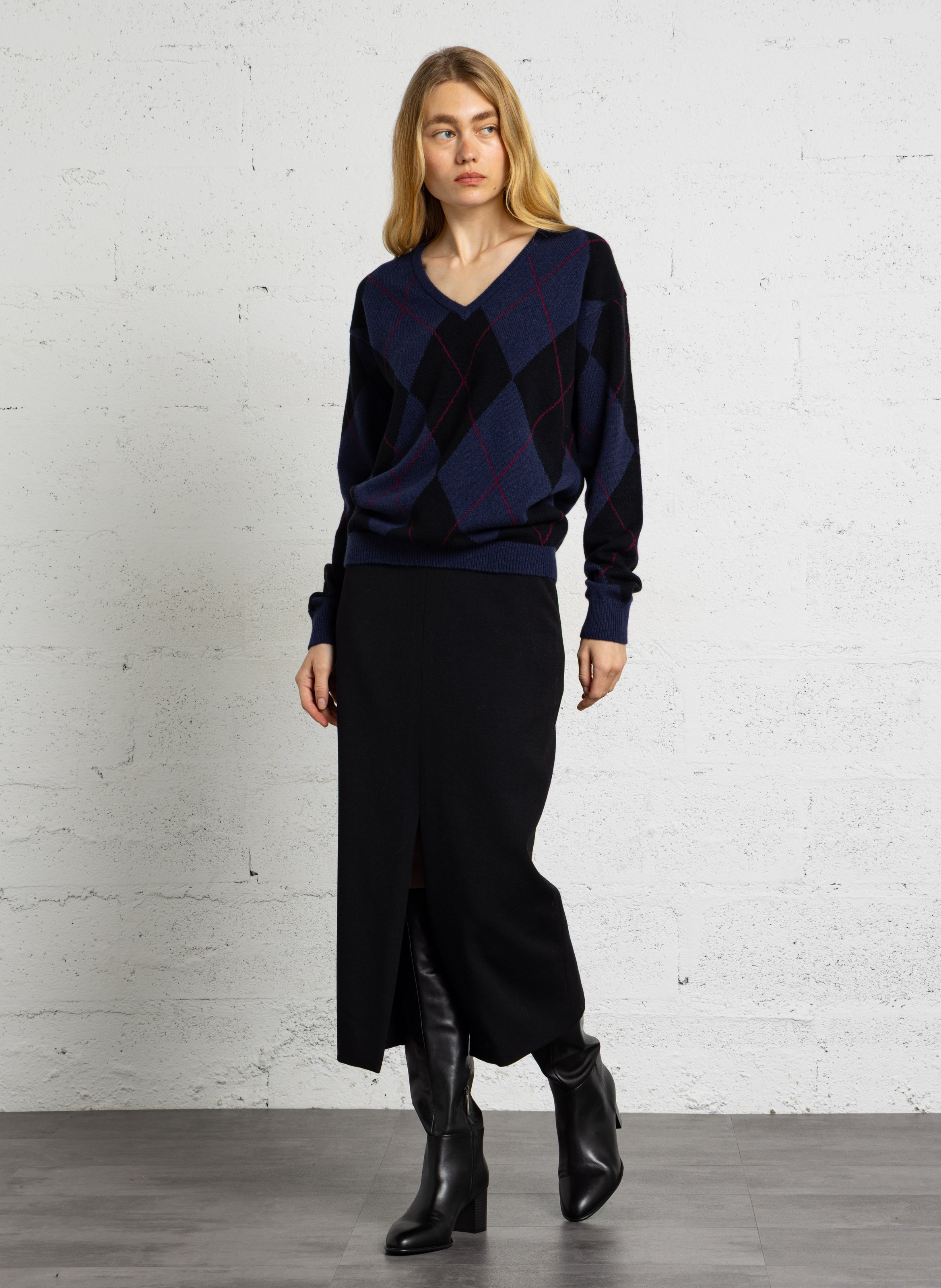 Straight-fit trousers in wool tartan check LAURENCE BRAS Blue