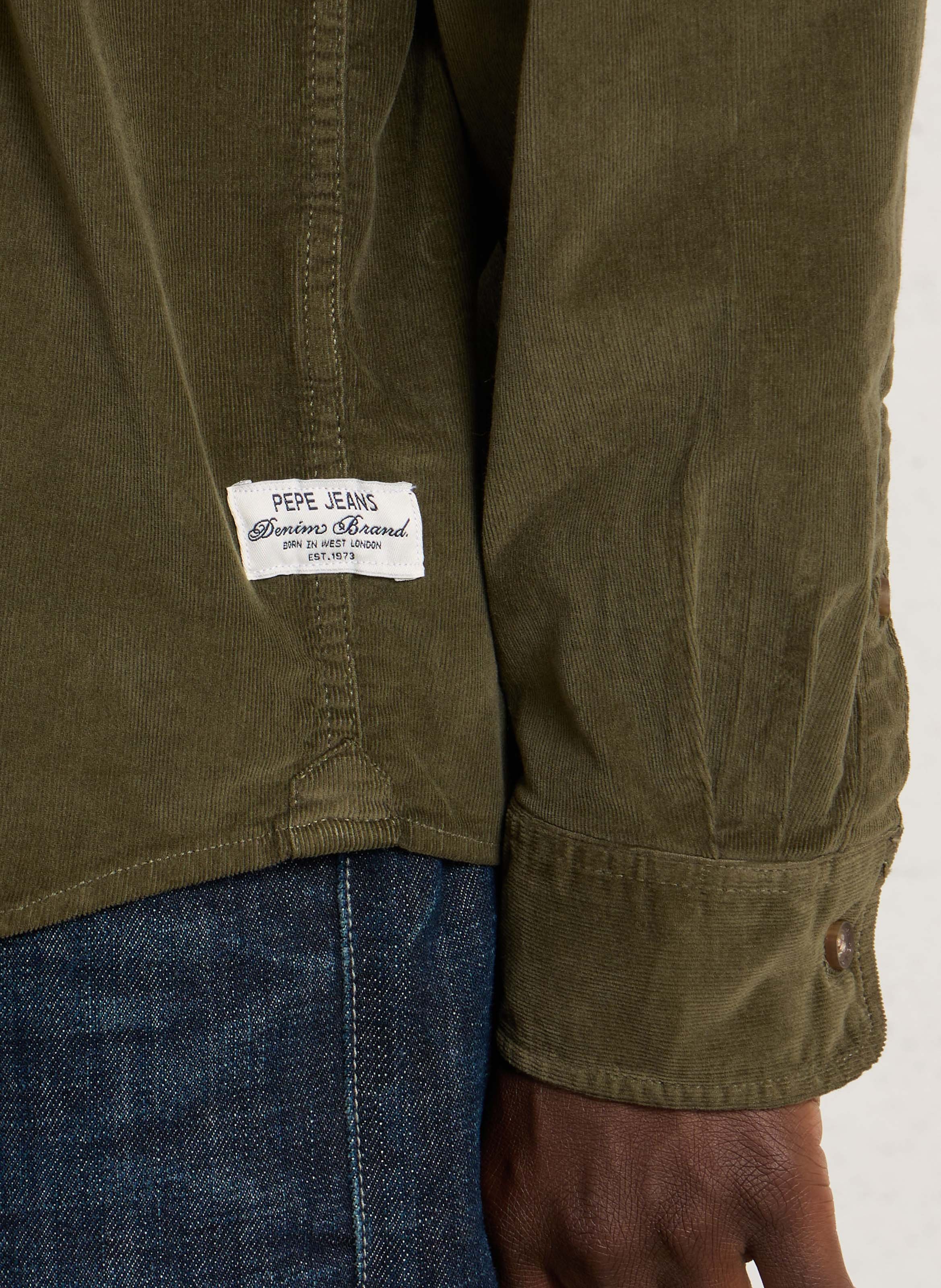 Overhemd van gemengd katoenen corduroy PEPE JEANS Groen