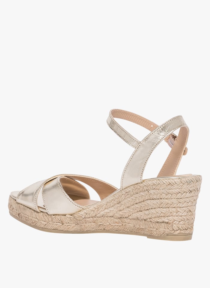 Espadrilles compens es en cuir de ch vre Dor