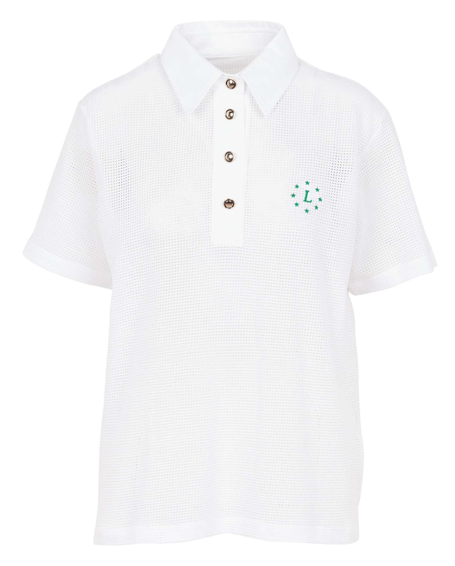 Polo droit ajouré en coton mélangé MARGAUX LONNBERG Blanc