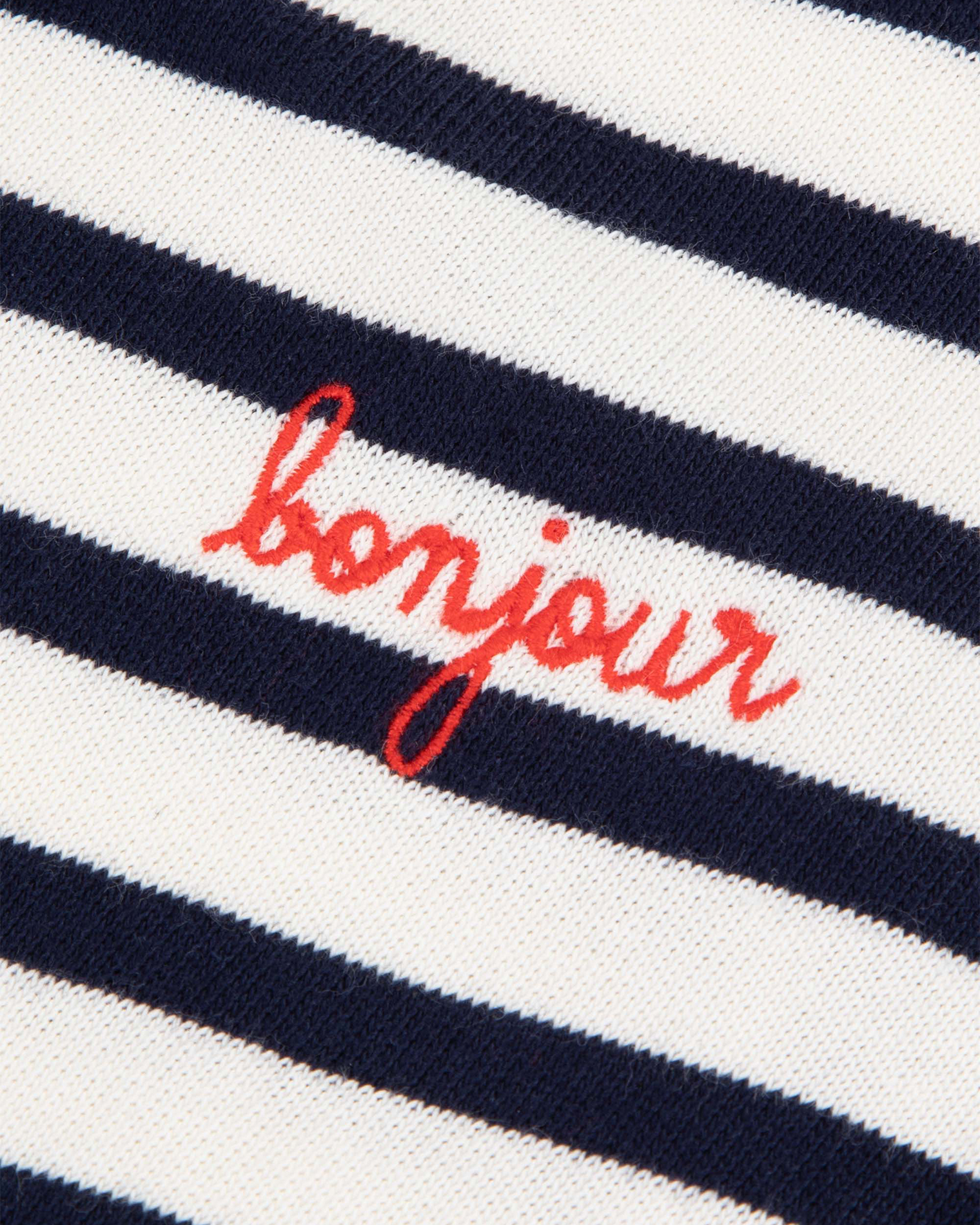?Bonjour" V-neck striped top in organic cotton MAISON LABICHE White
