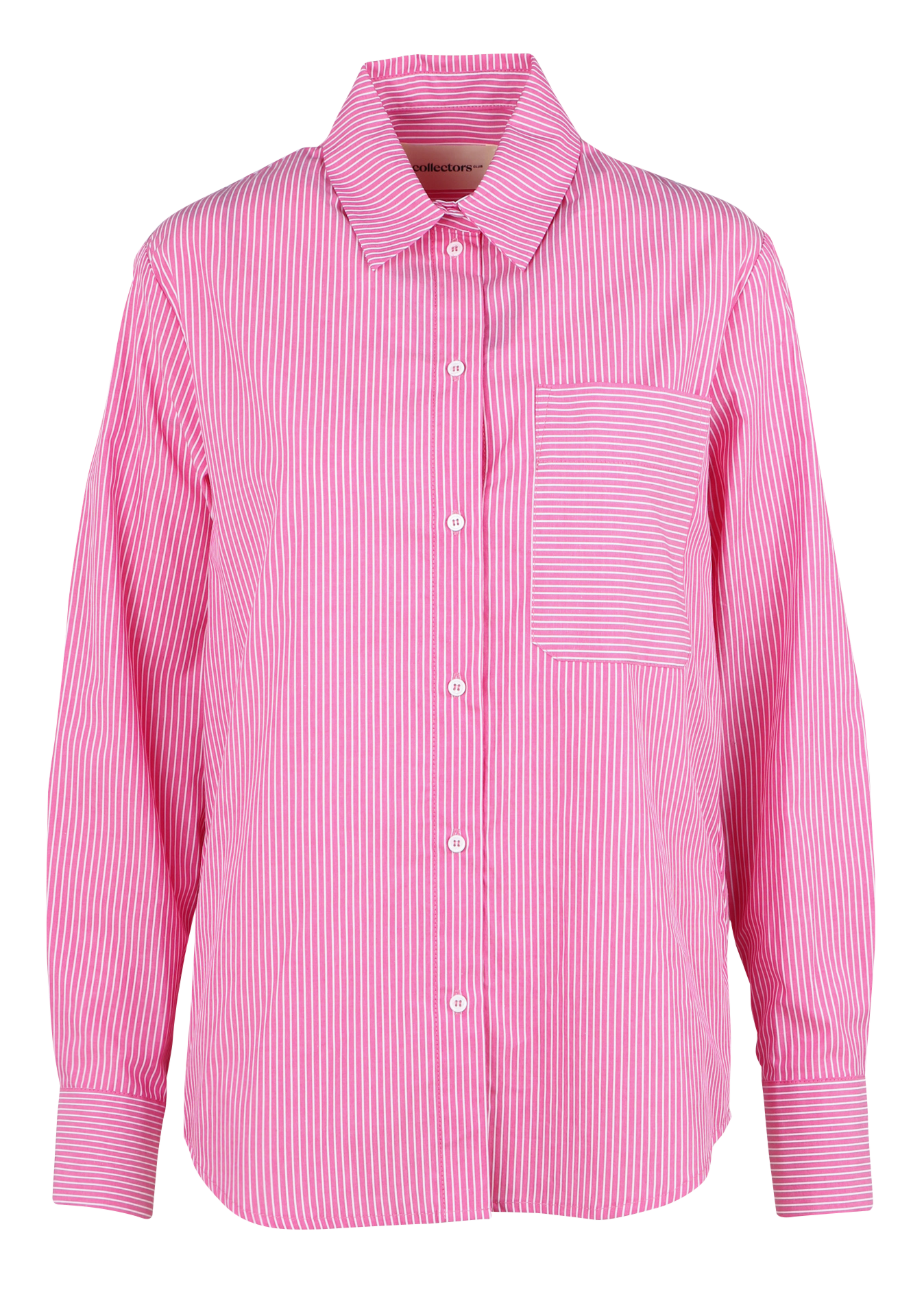 Recht, gestreept, katoenen overhemd met klassieke kraag COLLECTORS CLUB Roze