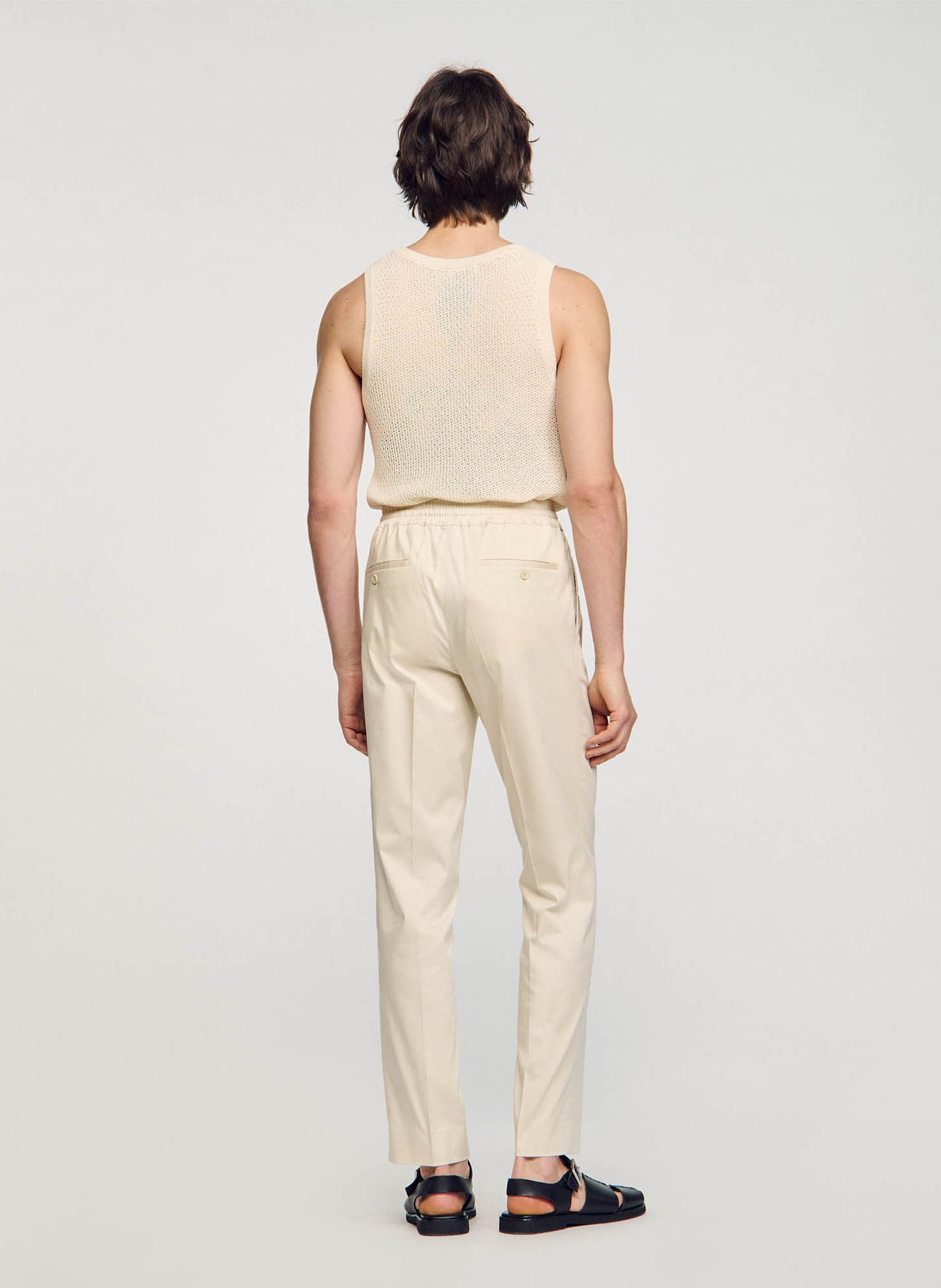 Pantalon chino avec cordon en coton mélangé  SANDRO Beige