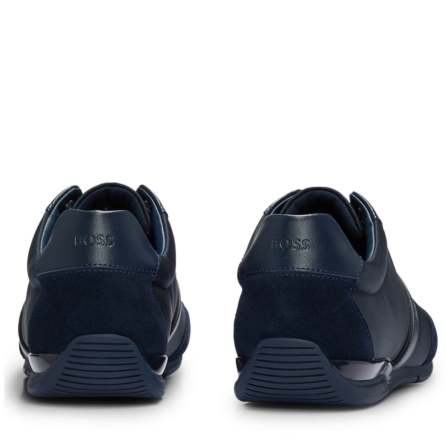 Low-top mixed leather trainers BOSS Black