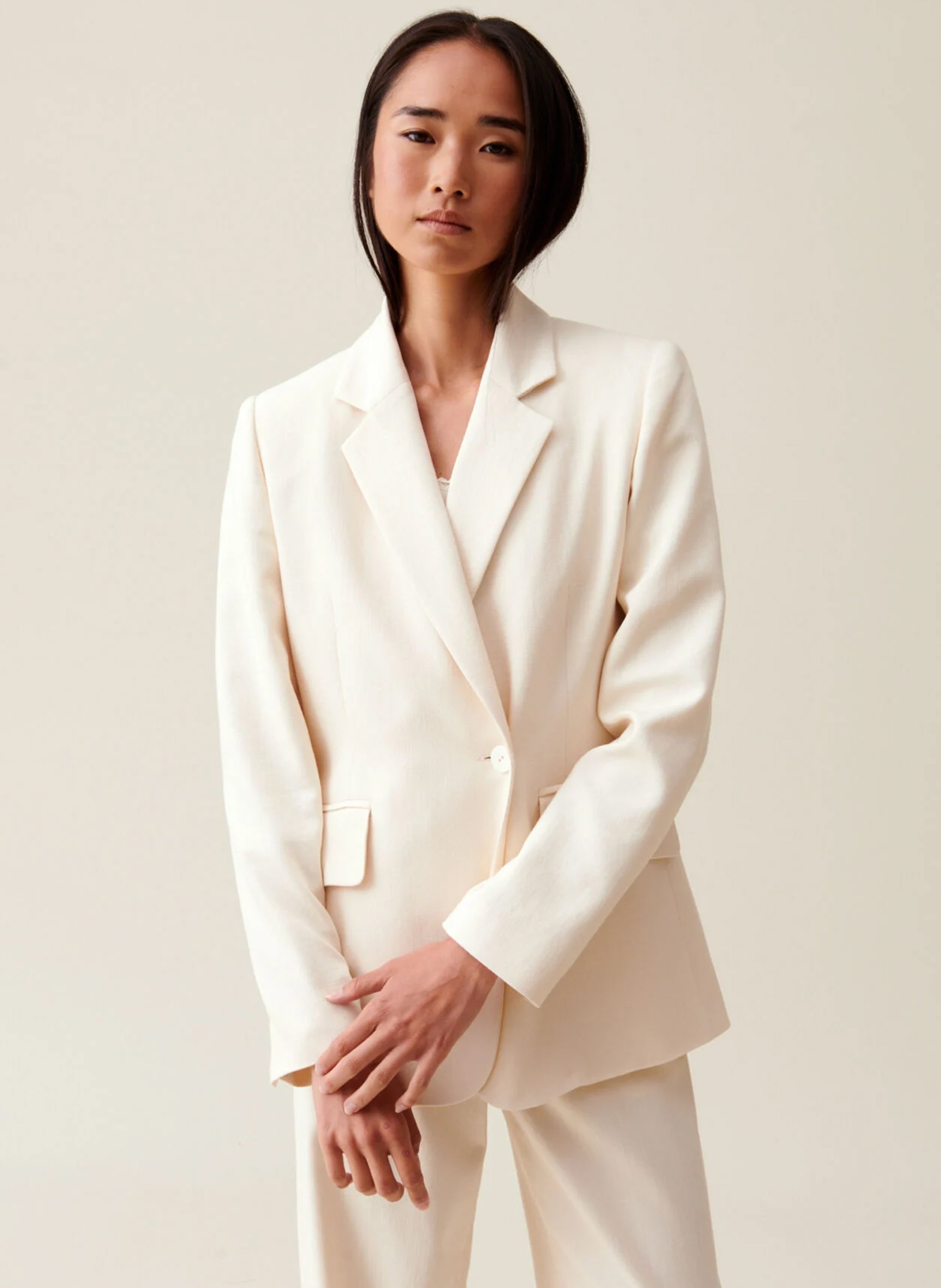 White Straight blazer