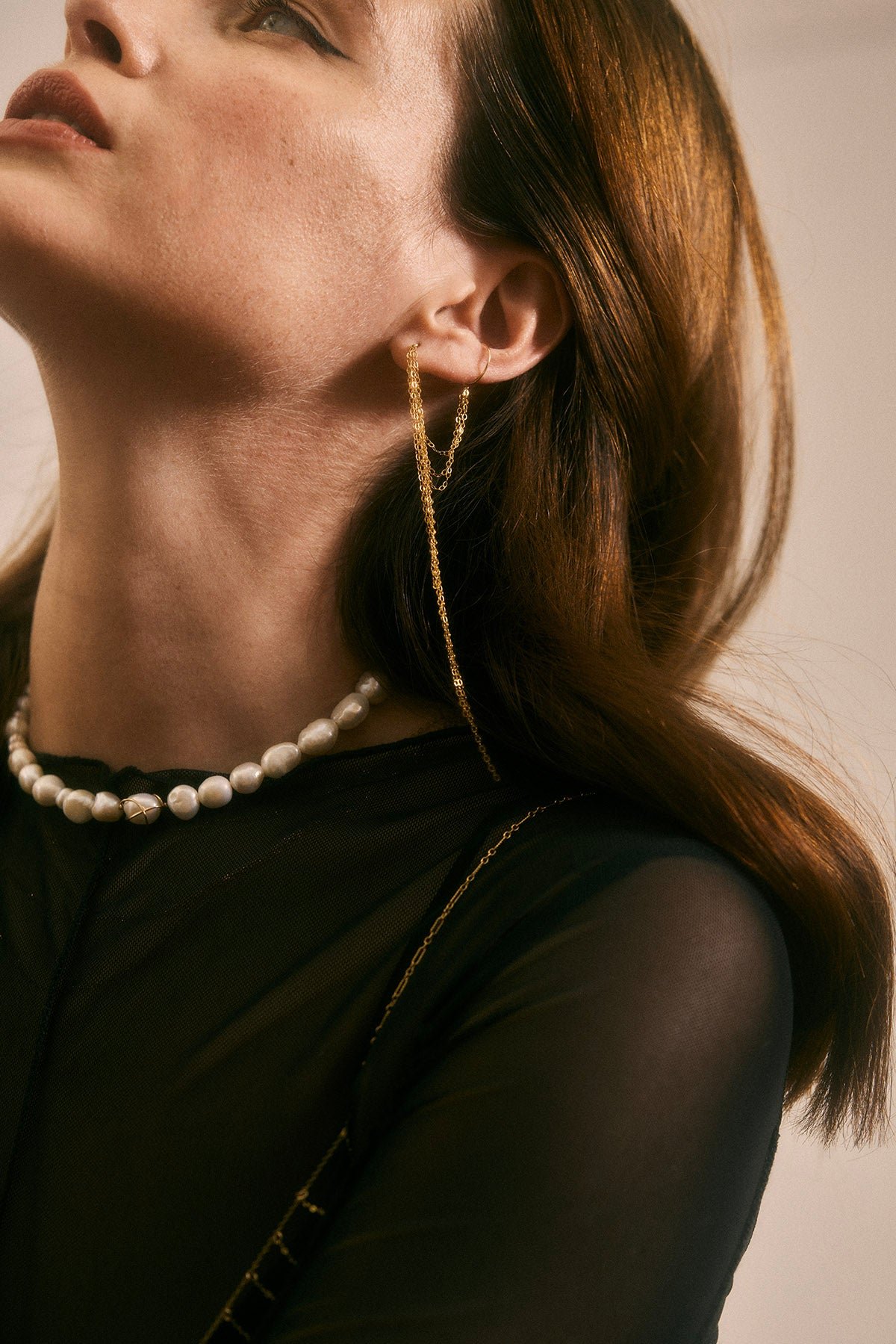 Triple chain ear jewel YAY Golden