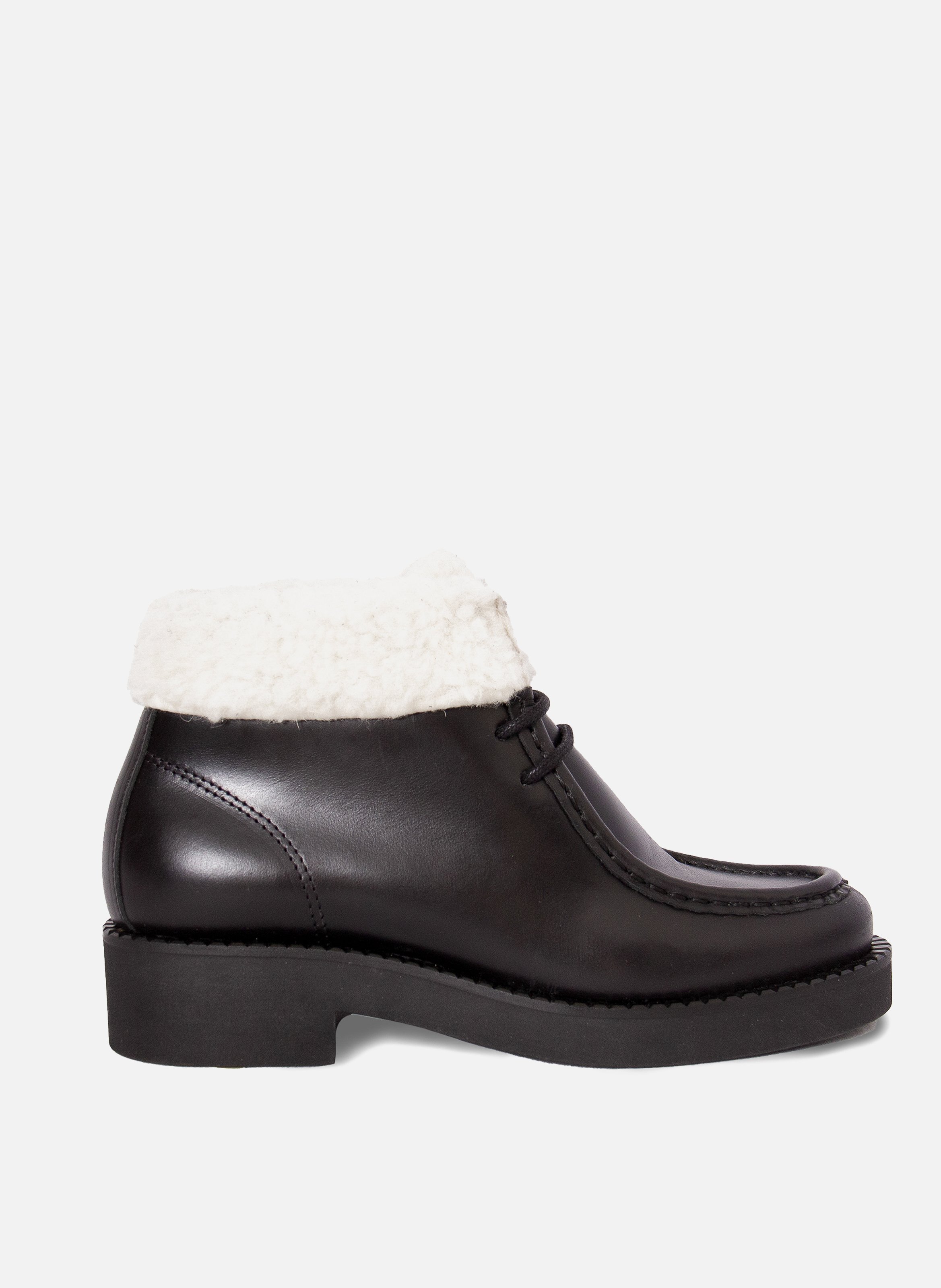 Low leather fur-lined ankle boots JULES & JENN